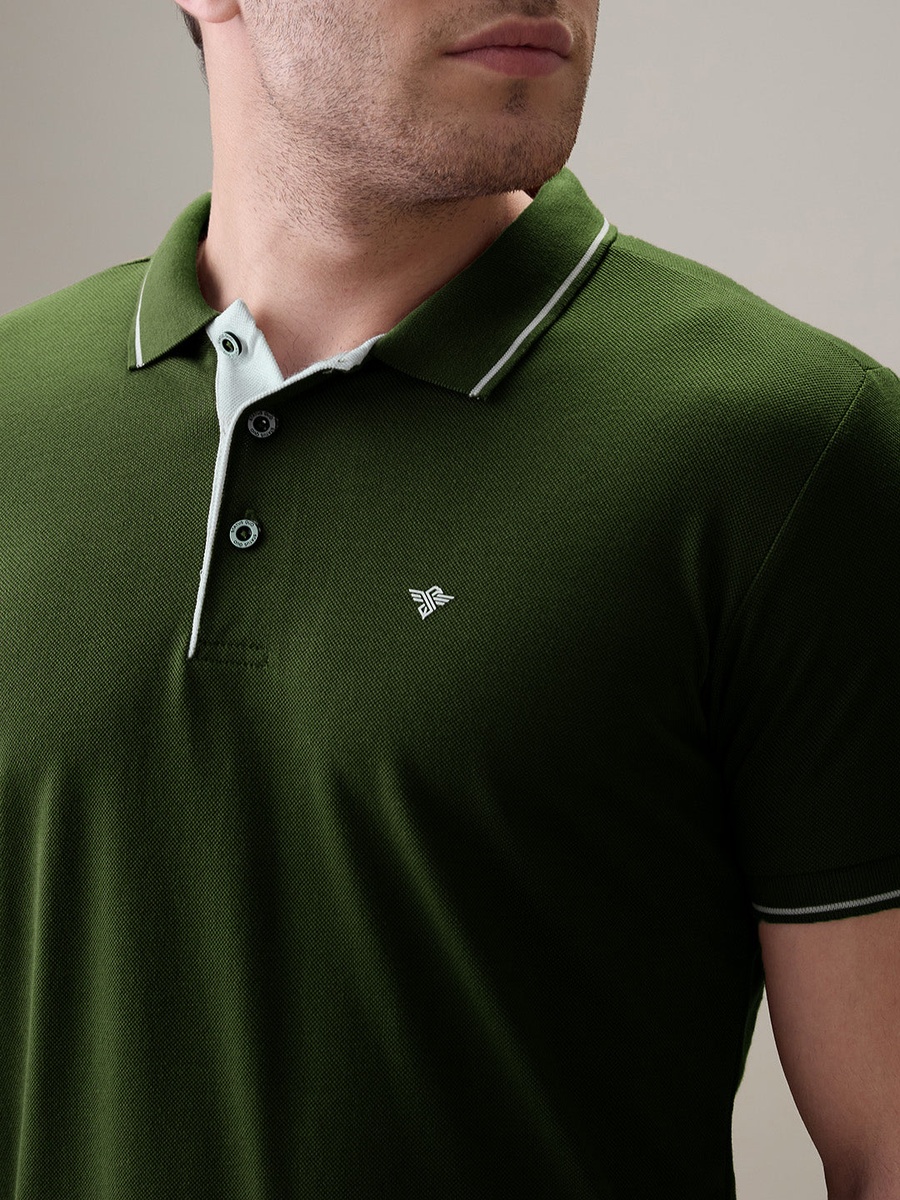 Solid Brand Logo Regular Fit Polo T-Shirt