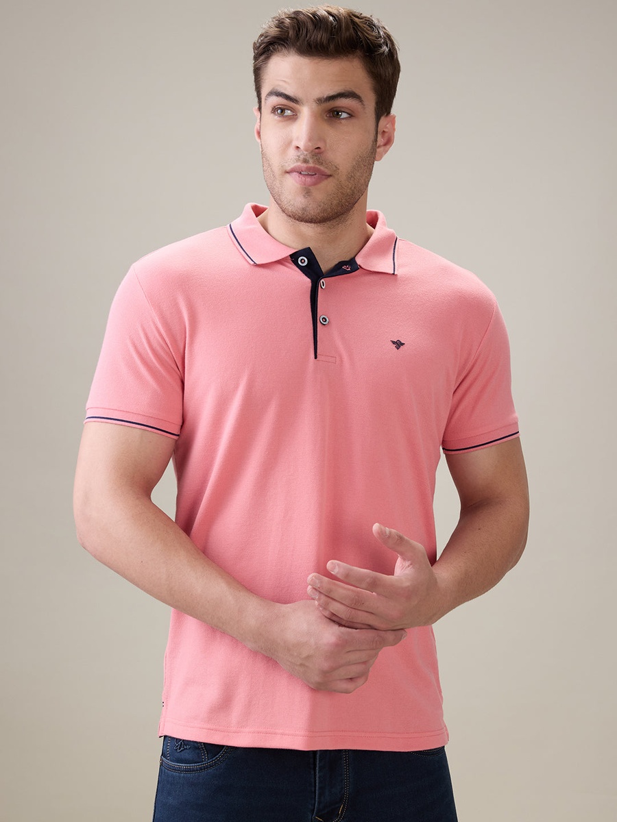 Solid Brand Logo Regular Fit Polo T-Shirt