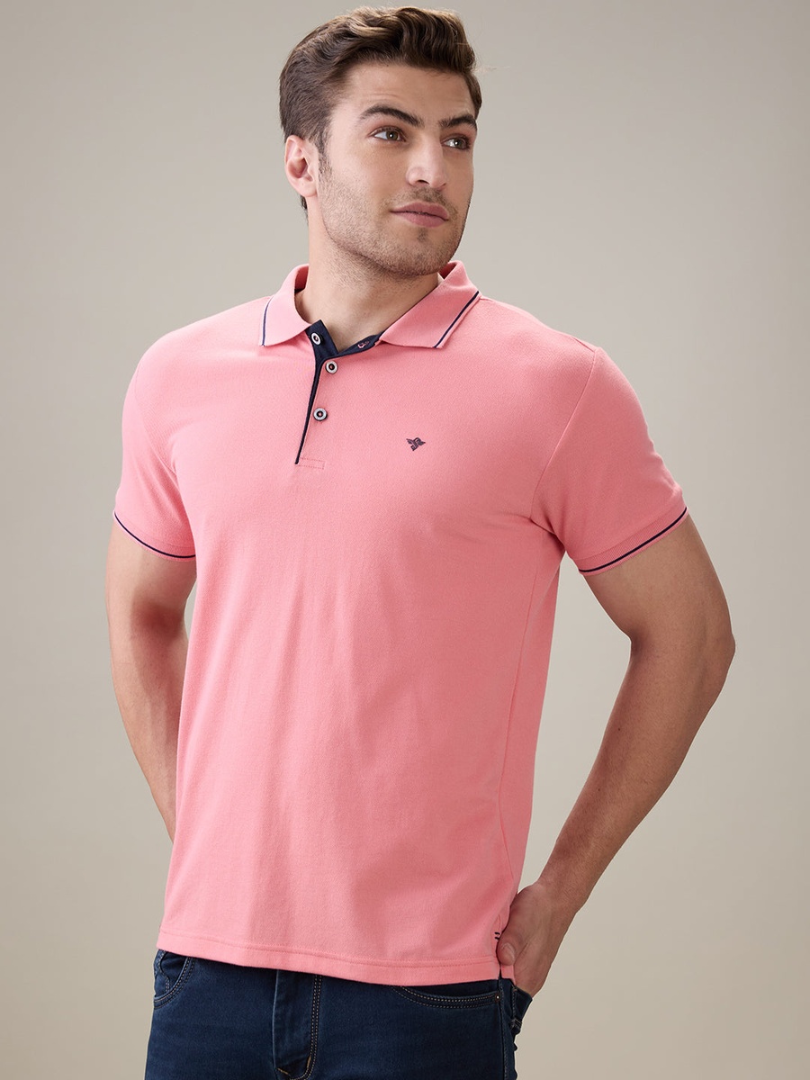 Solid Brand Logo Regular Fit Polo T-Shirt