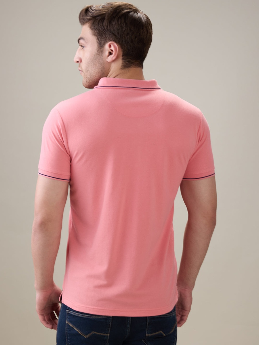 Solid Brand Logo Regular Fit Polo T-Shirt