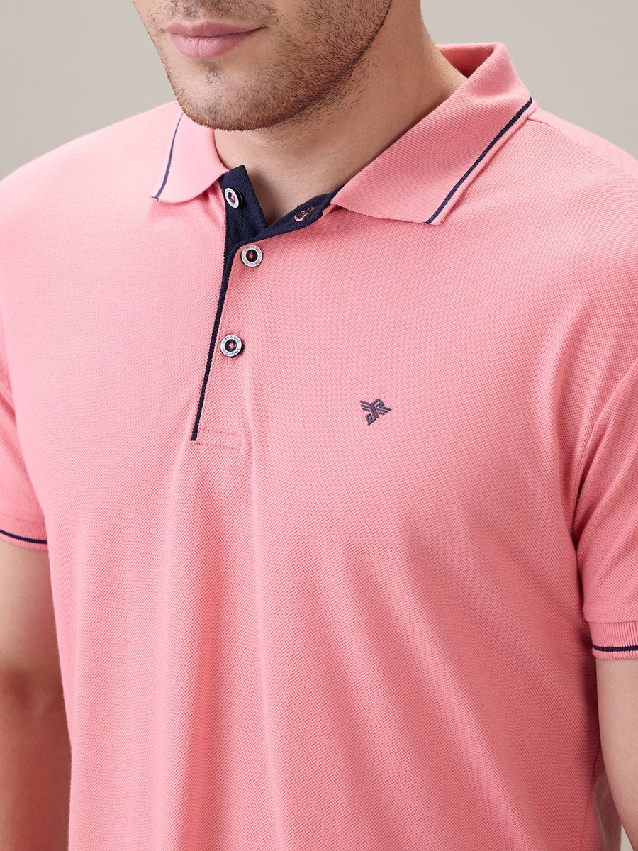 Solid Brand Logo Regular Fit Polo T-Shirt
