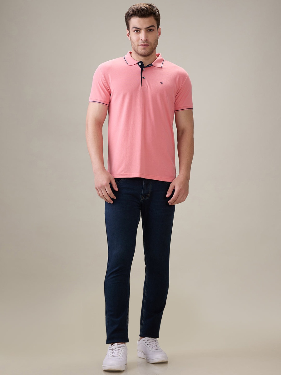 Solid Brand Logo Regular Fit Polo T-Shirt