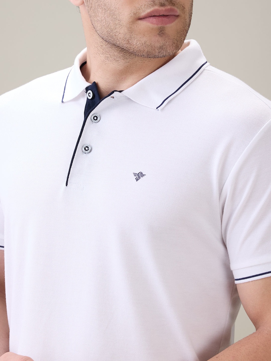 Solid Brand Logo Regular Fit Polo T-Shirt