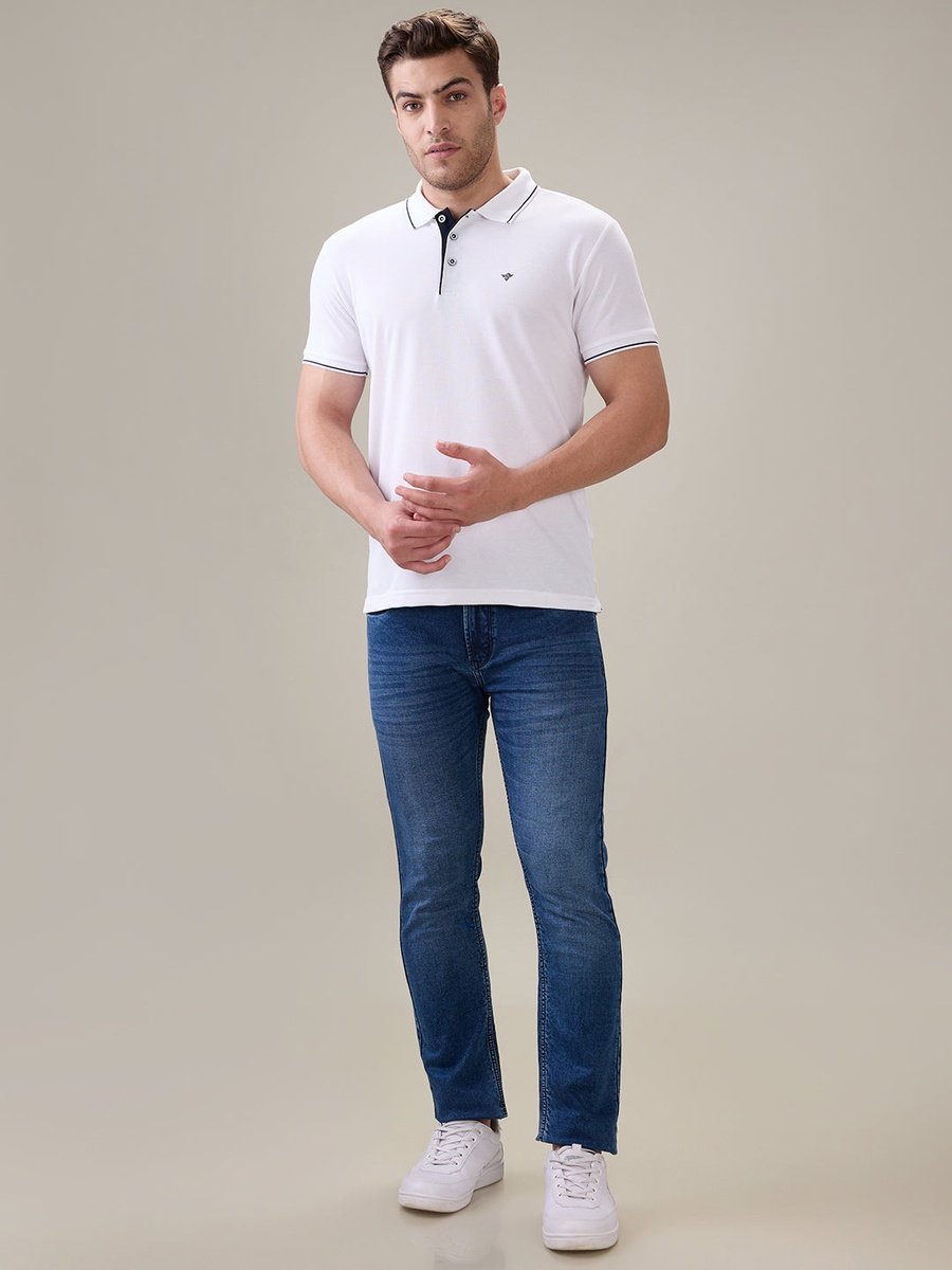 Solid Brand Logo Regular Fit Polo T-Shirt