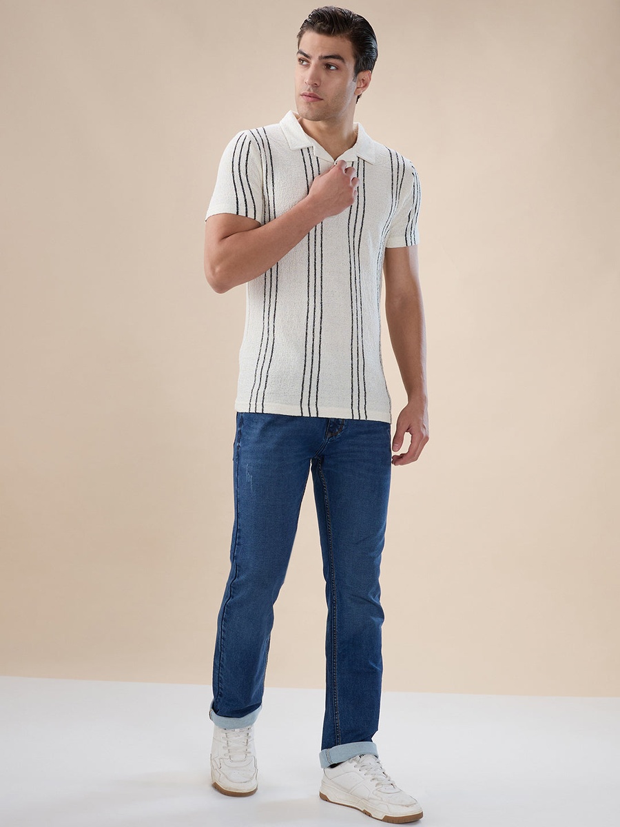 Striped Henley Neck Regular Fit T-Shirt