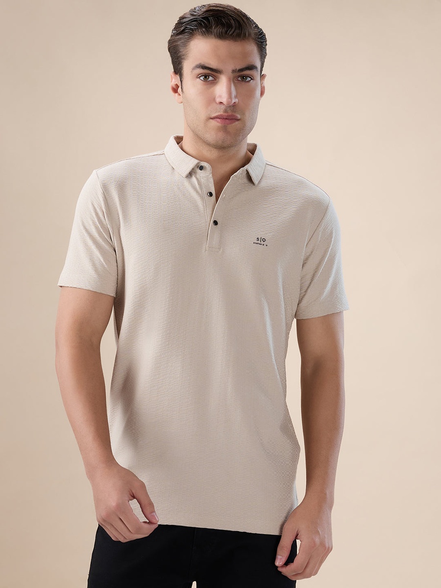 Solid Polo Collar Regular Fit T-Shirt