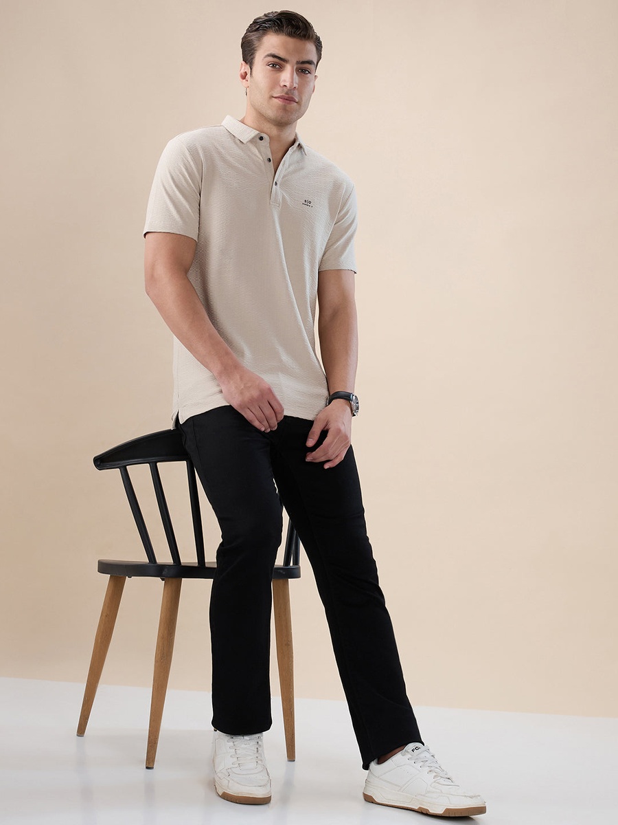 Solid Polo Collar Regular Fit T-Shirt