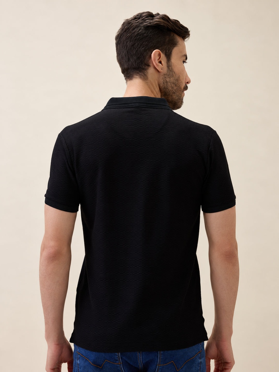 Solid Polo Collar Regular Fit T-Shirt