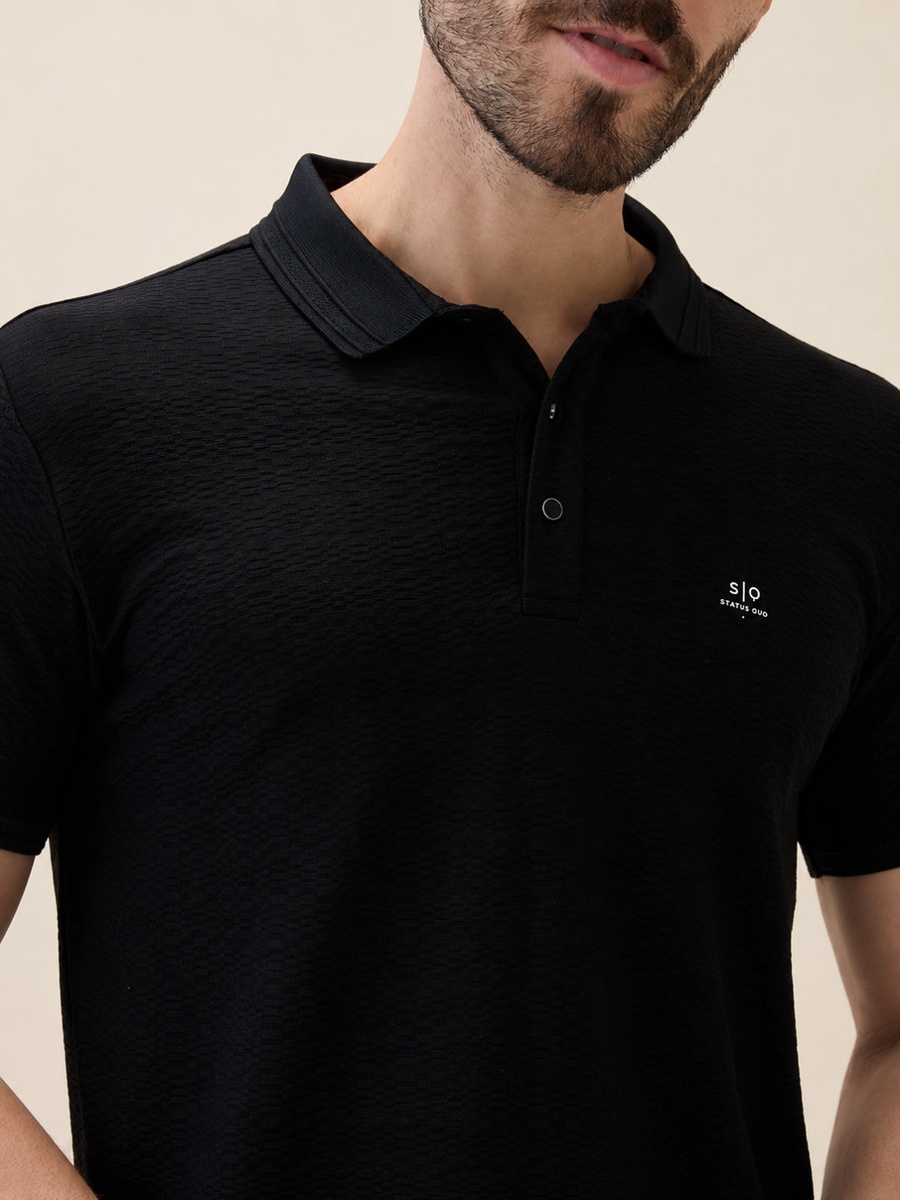 Solid Polo Collar Regular Fit T-Shirt