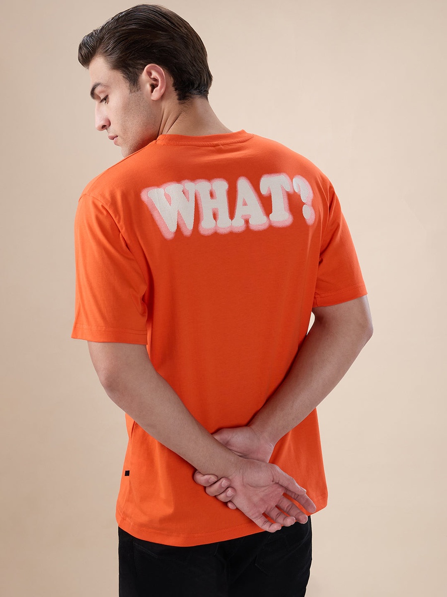 Front and Back Typography Printed Oversized T-Shirt