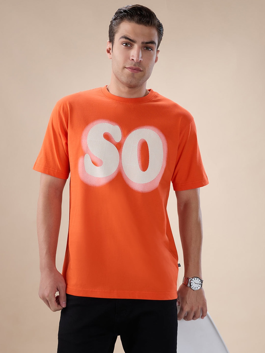 Front and Back Typography Printed Oversized T-Shirt