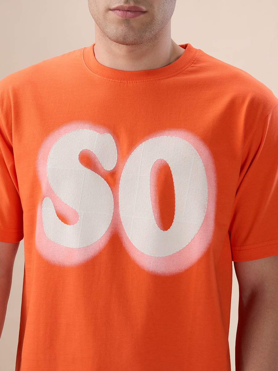Front and Back Typography Printed Oversized T-Shirt