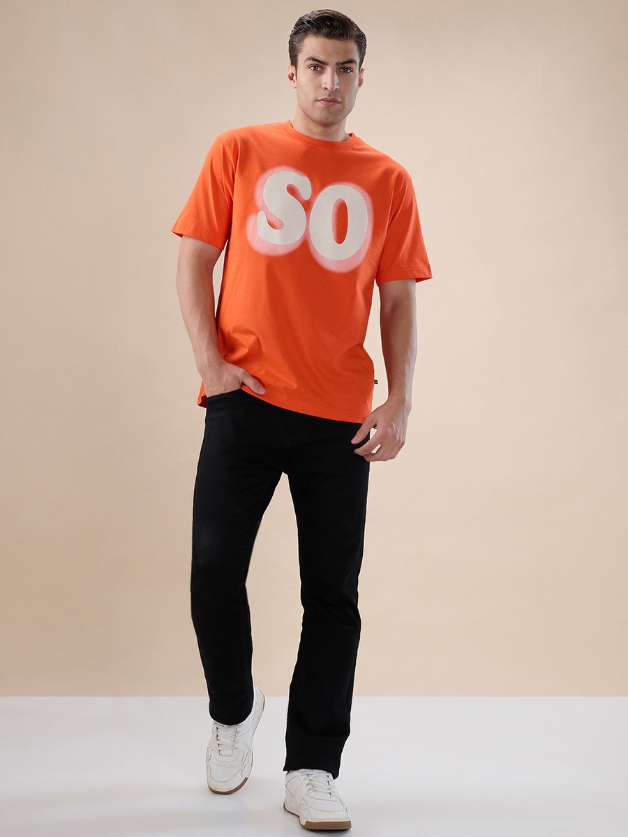 Front and Back Typography Printed Oversized T-Shirt