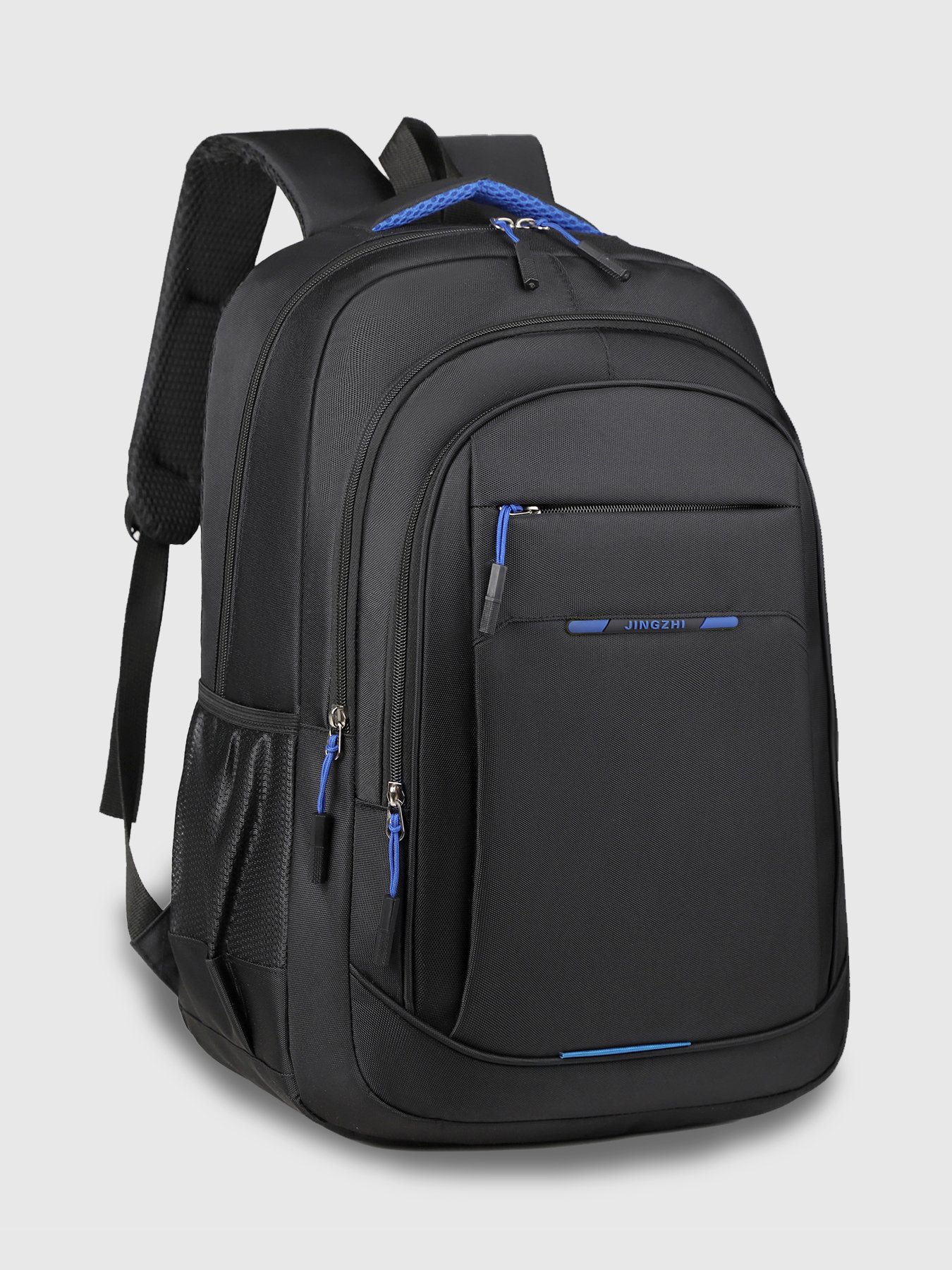 Black Solid Backpack with Zip