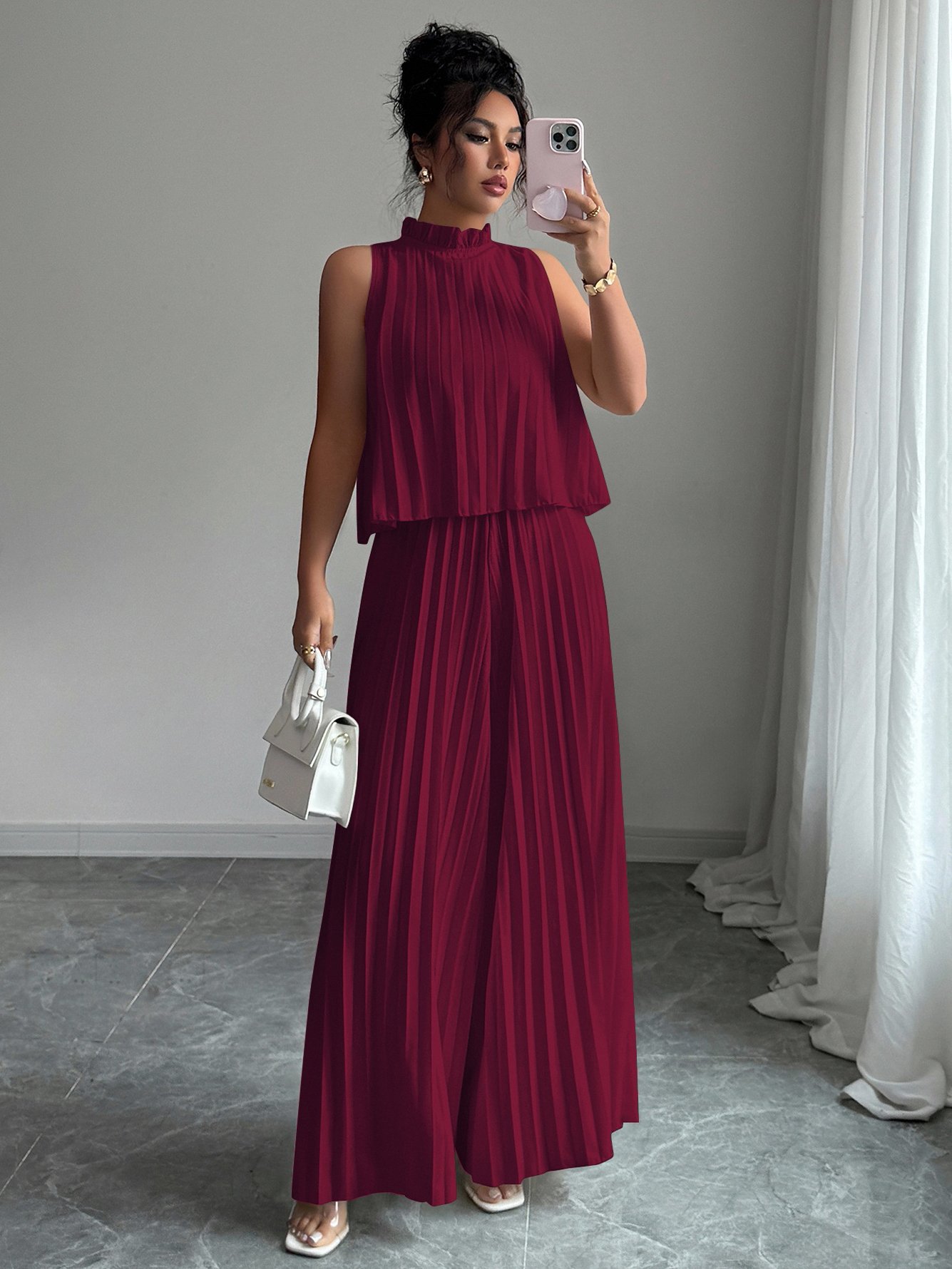 Burgundy Solid Jumpsuit