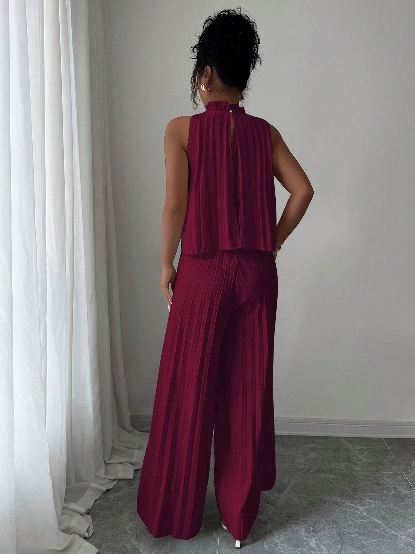 Burgundy Solid Jumpsuit