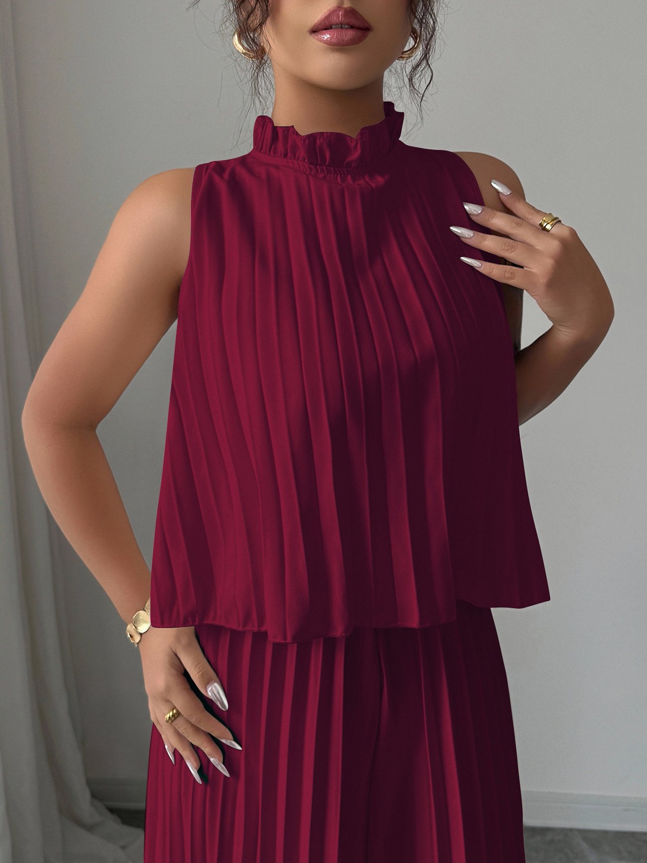 Burgundy Solid Jumpsuit