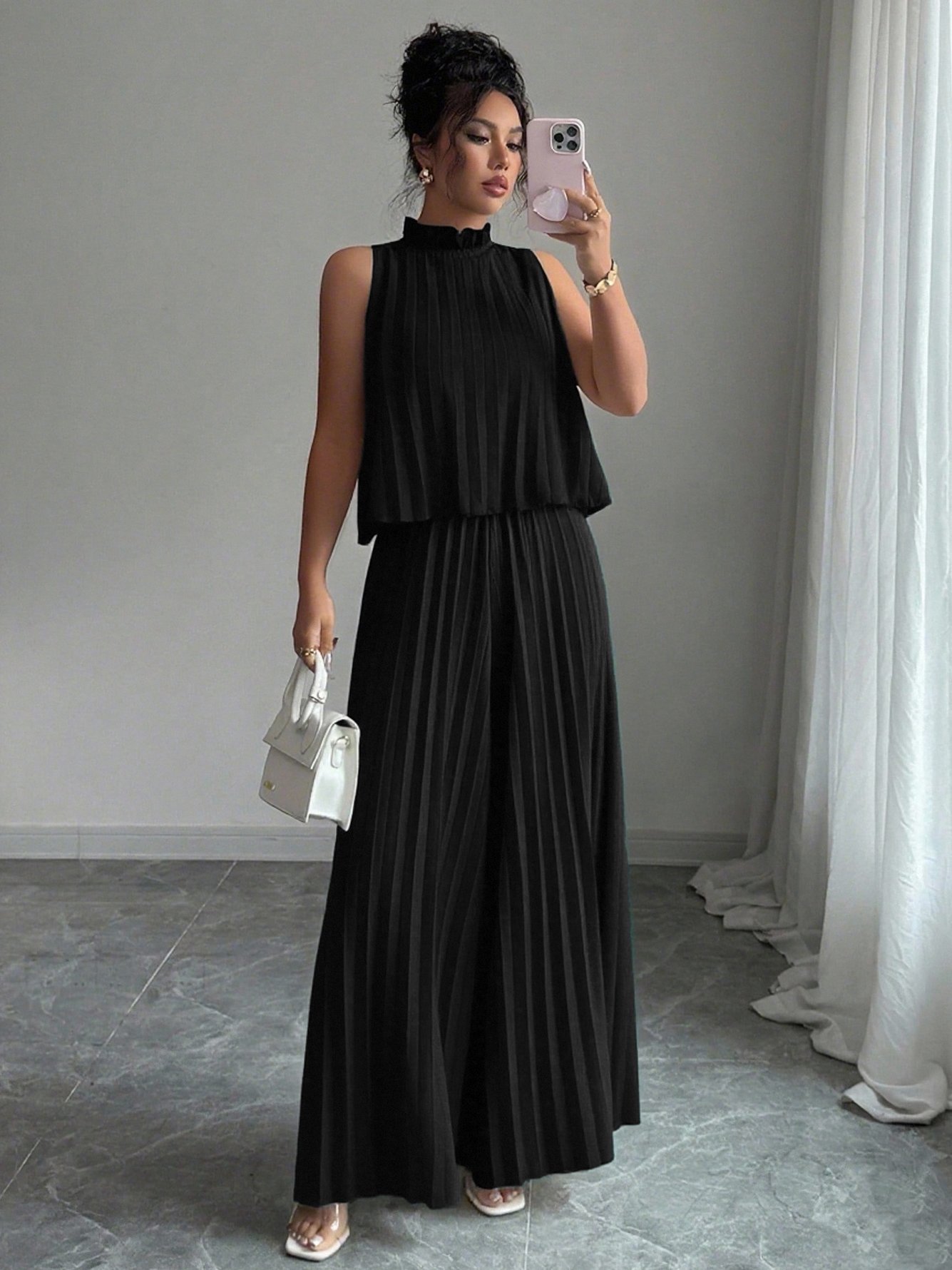 Black Pleated Jumpsuit