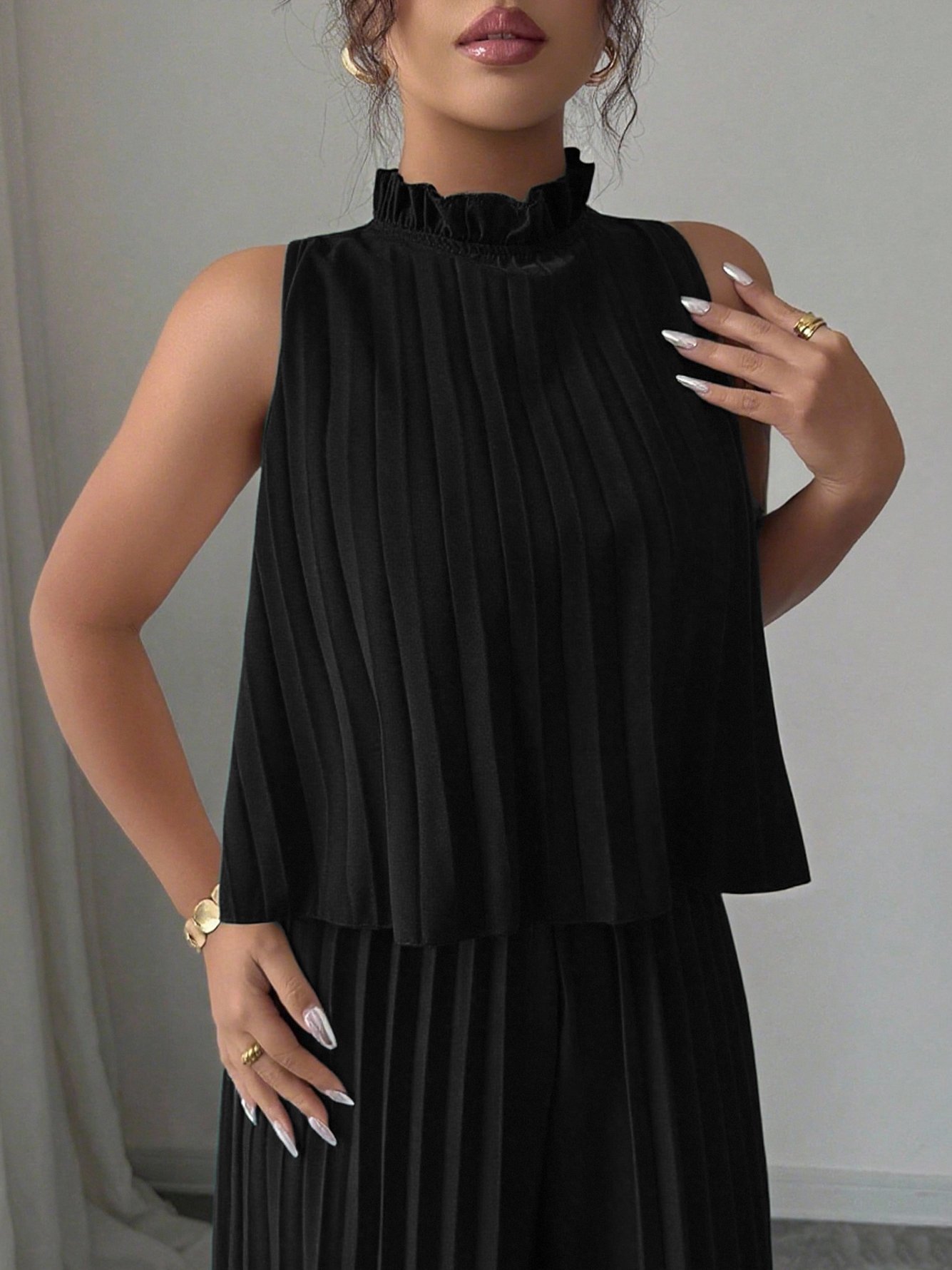 Black Pleated Jumpsuit