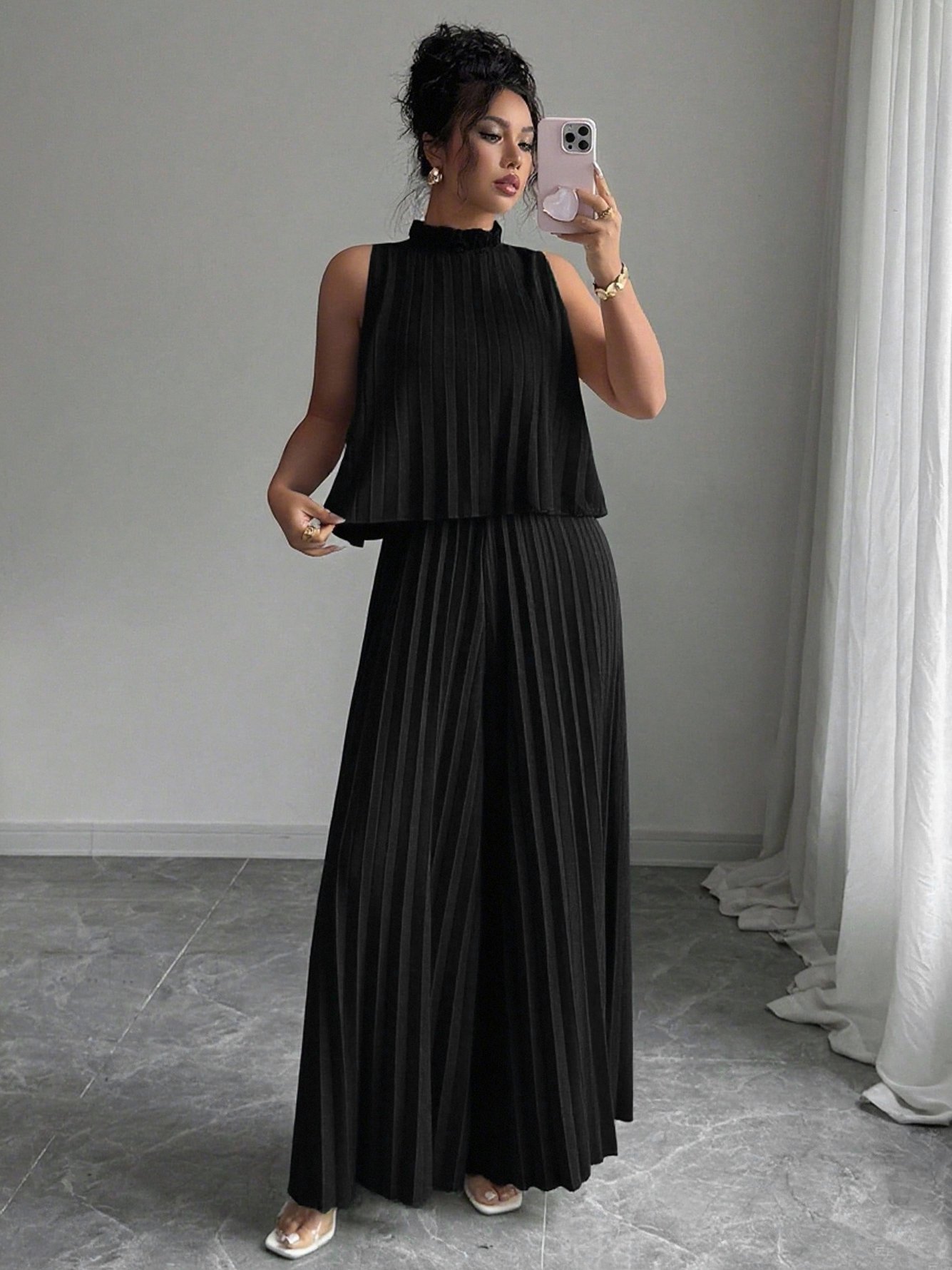 Black Pleated Jumpsuit