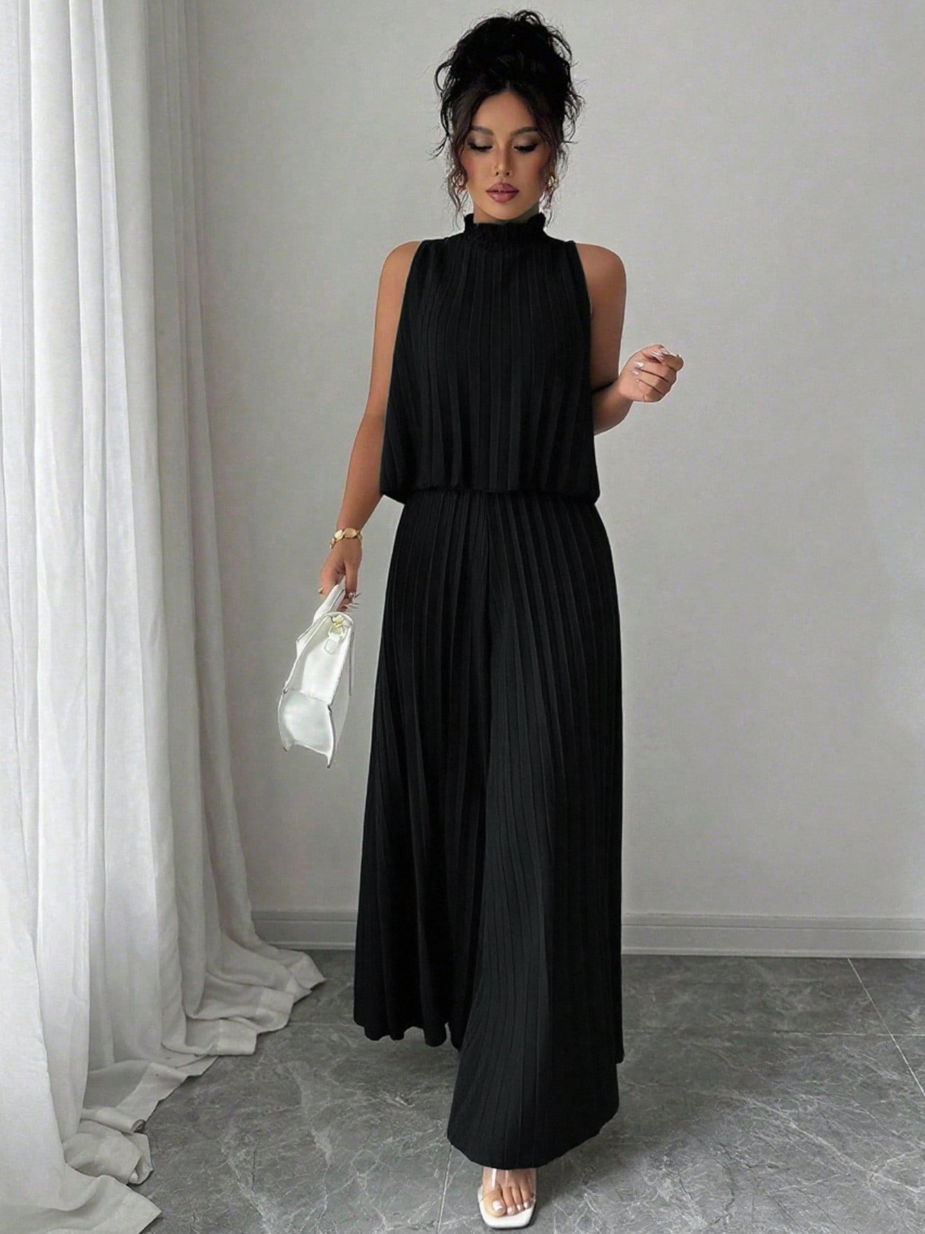 Black Pleated Jumpsuit