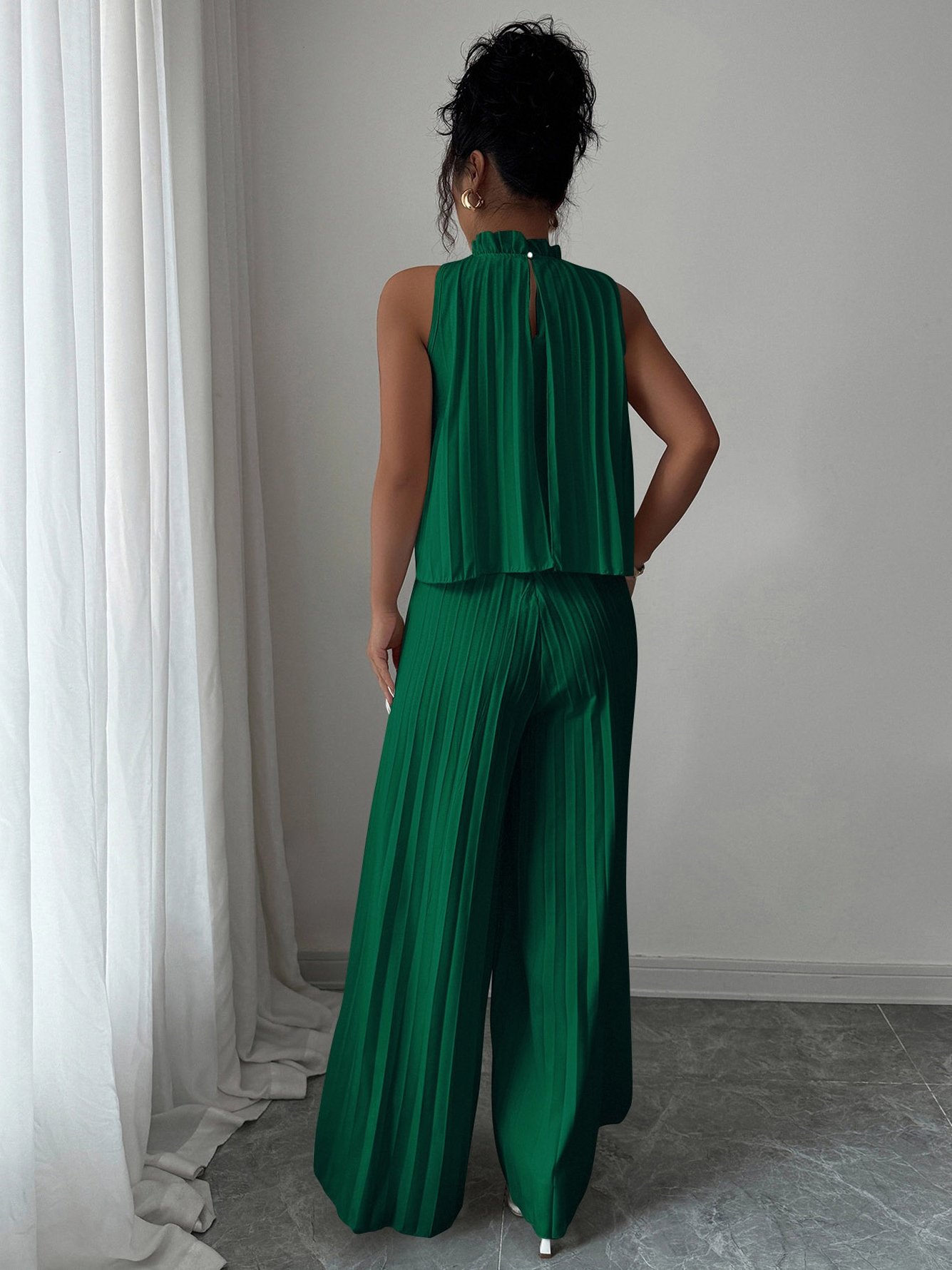 Dark Green Solid Jumpsuit