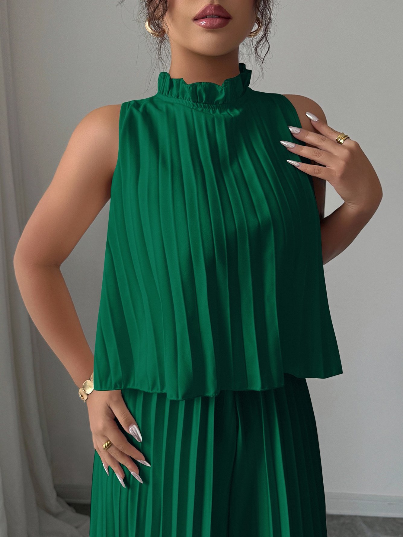 Dark Green Solid Jumpsuit