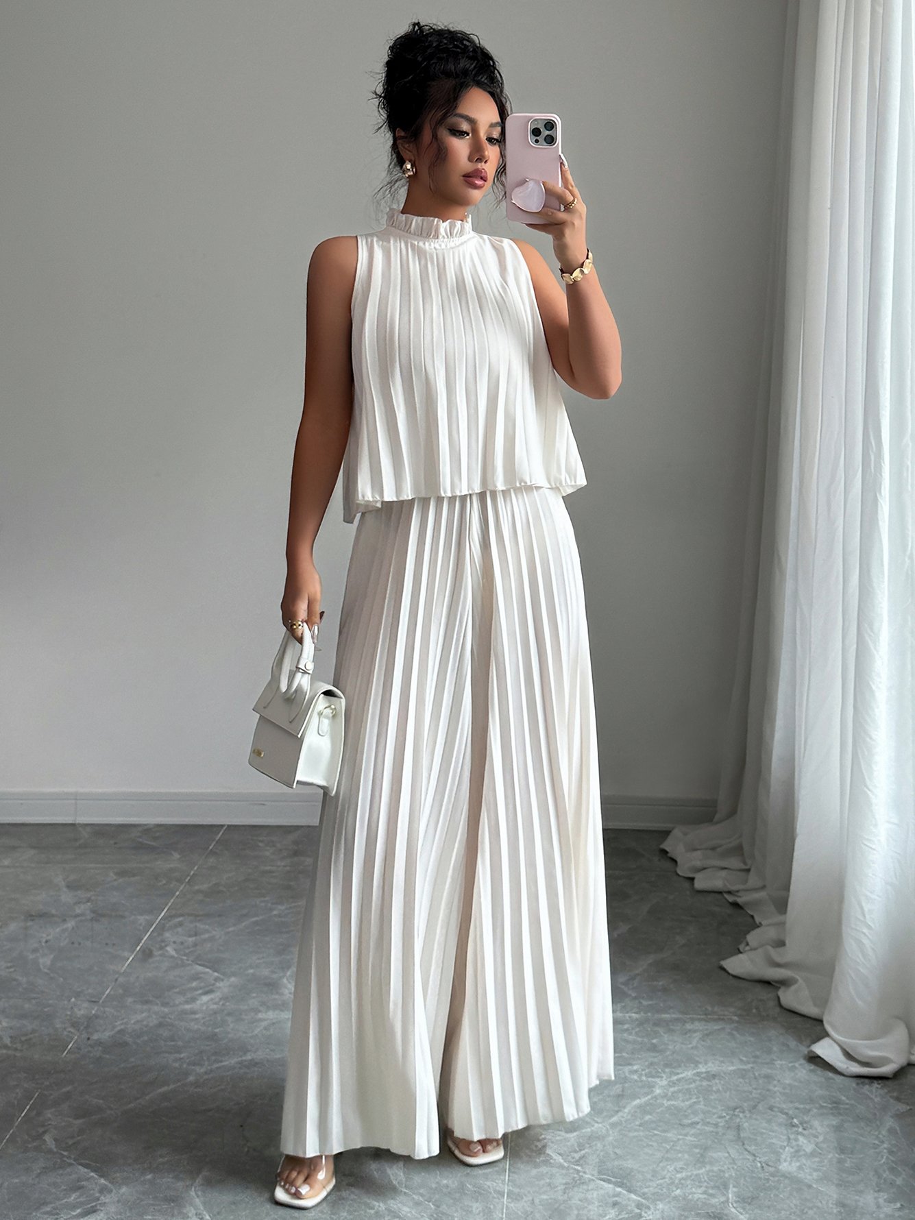 White Solid Jumpsuit