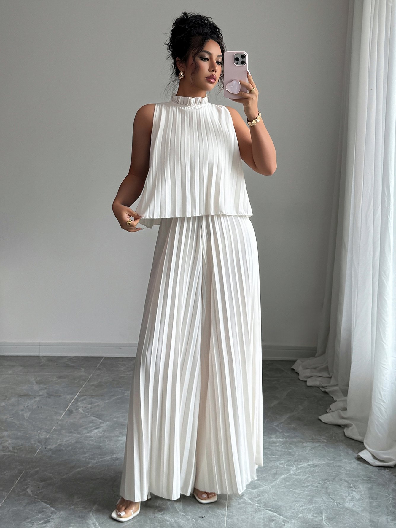 White Solid Jumpsuit