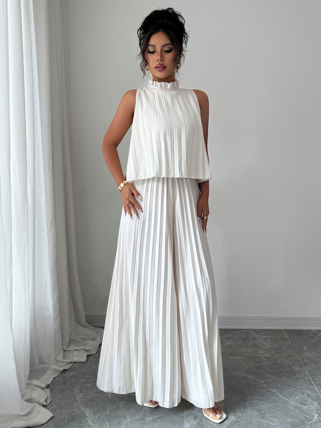 White Solid Jumpsuit