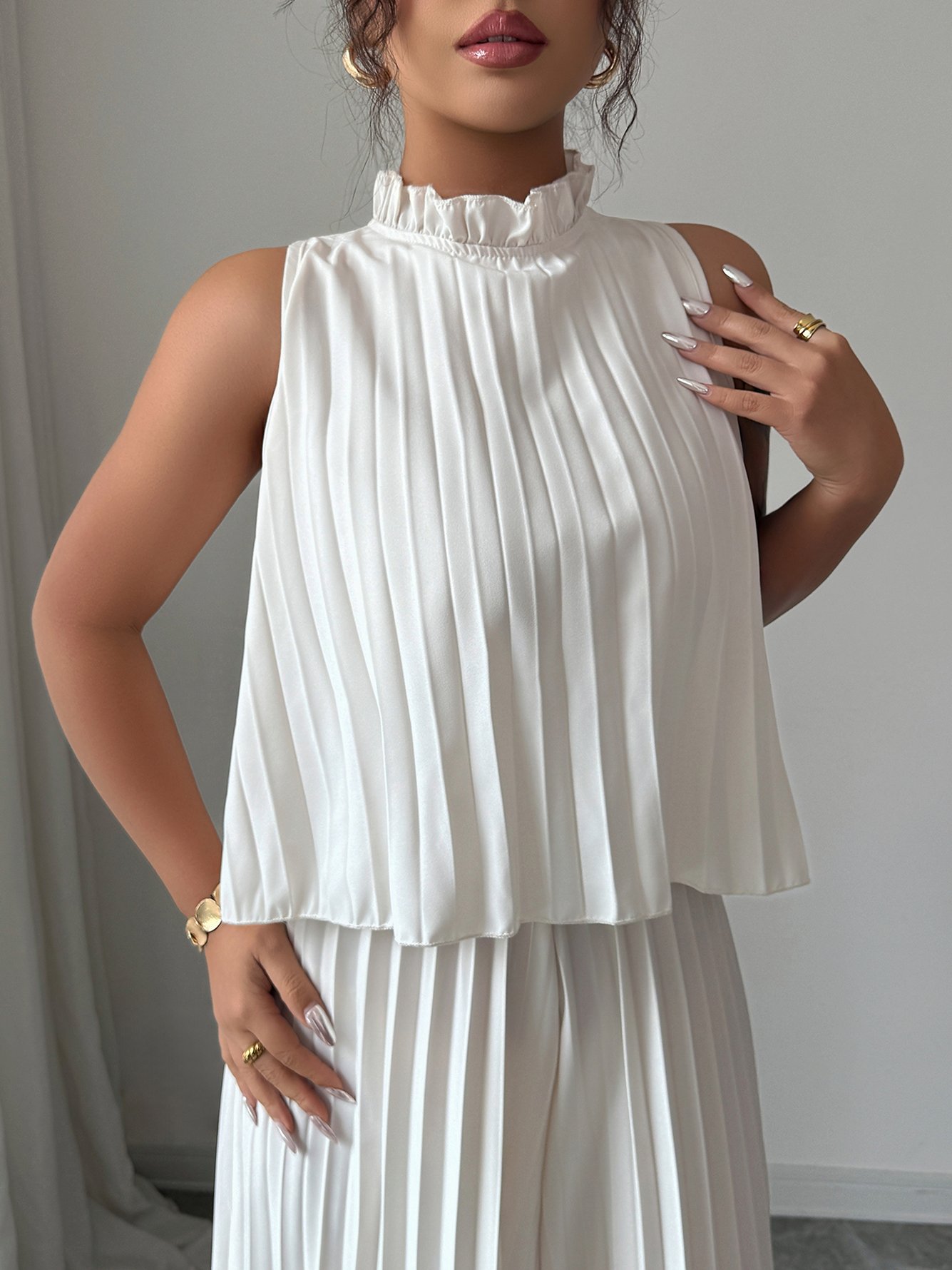 White Solid Jumpsuit