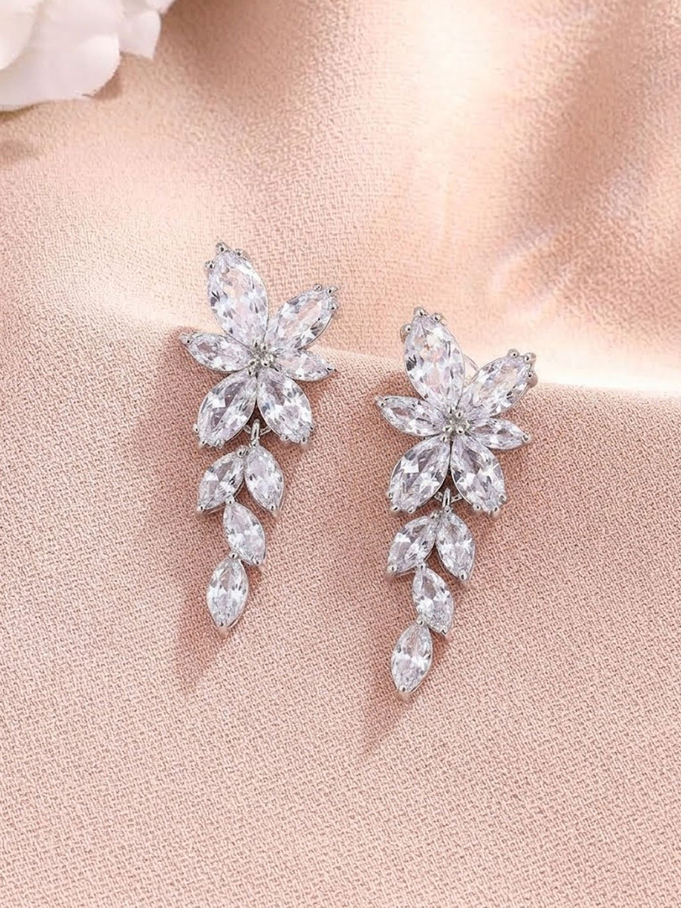 Silver Embroidered Danglers