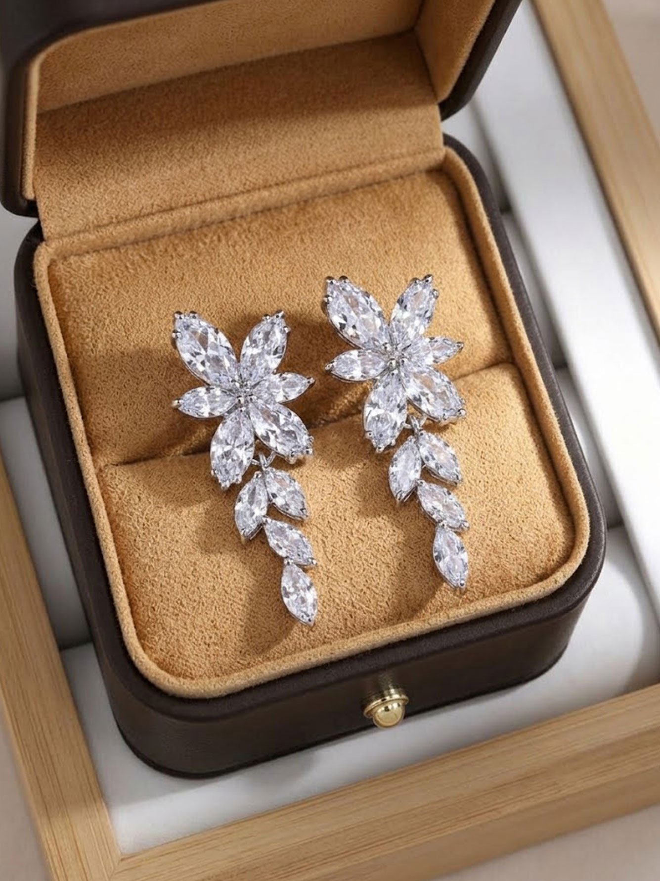 Silver Embroidered Danglers