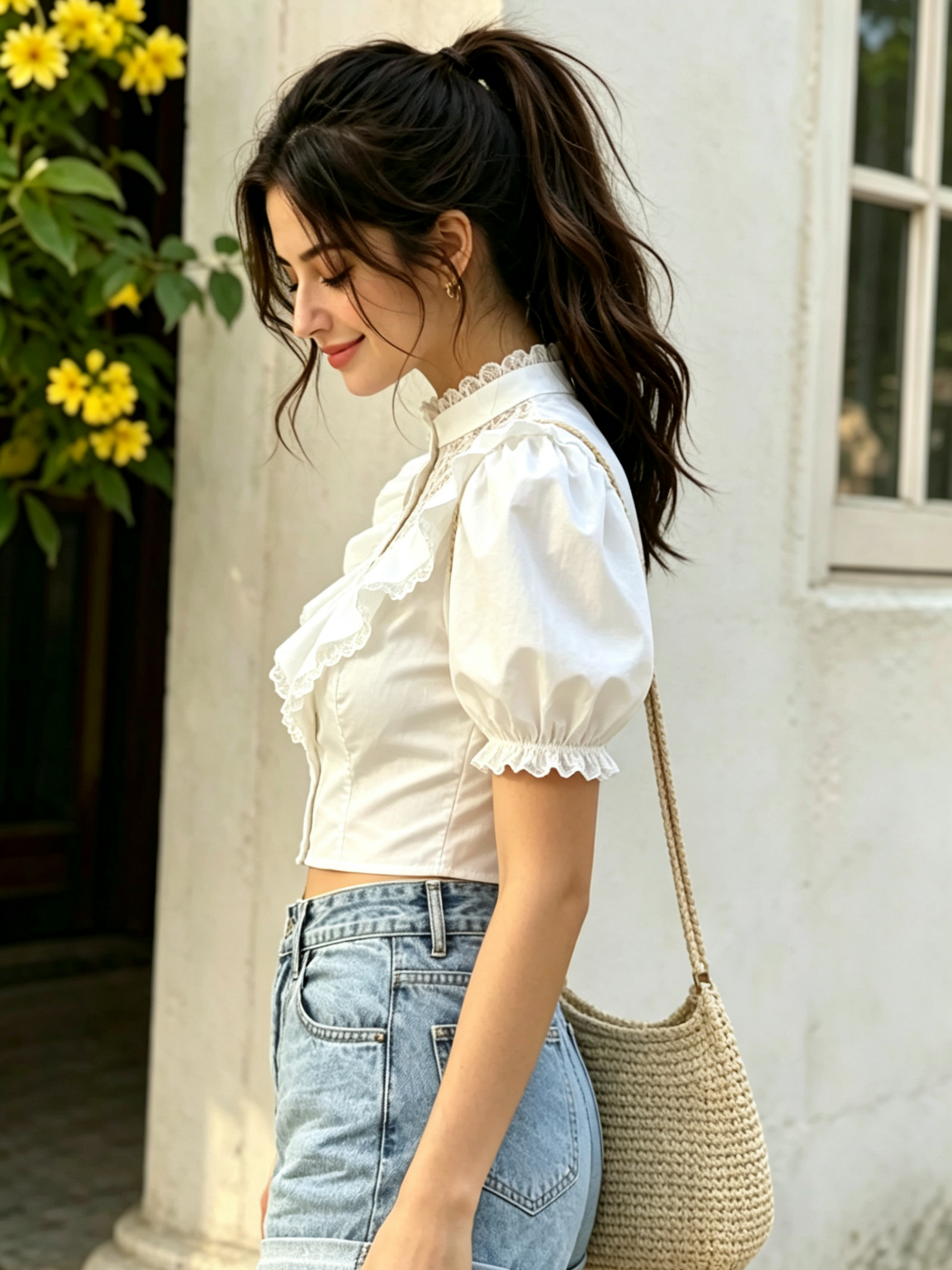 White Texture Short Sleeves Regular Shirt
