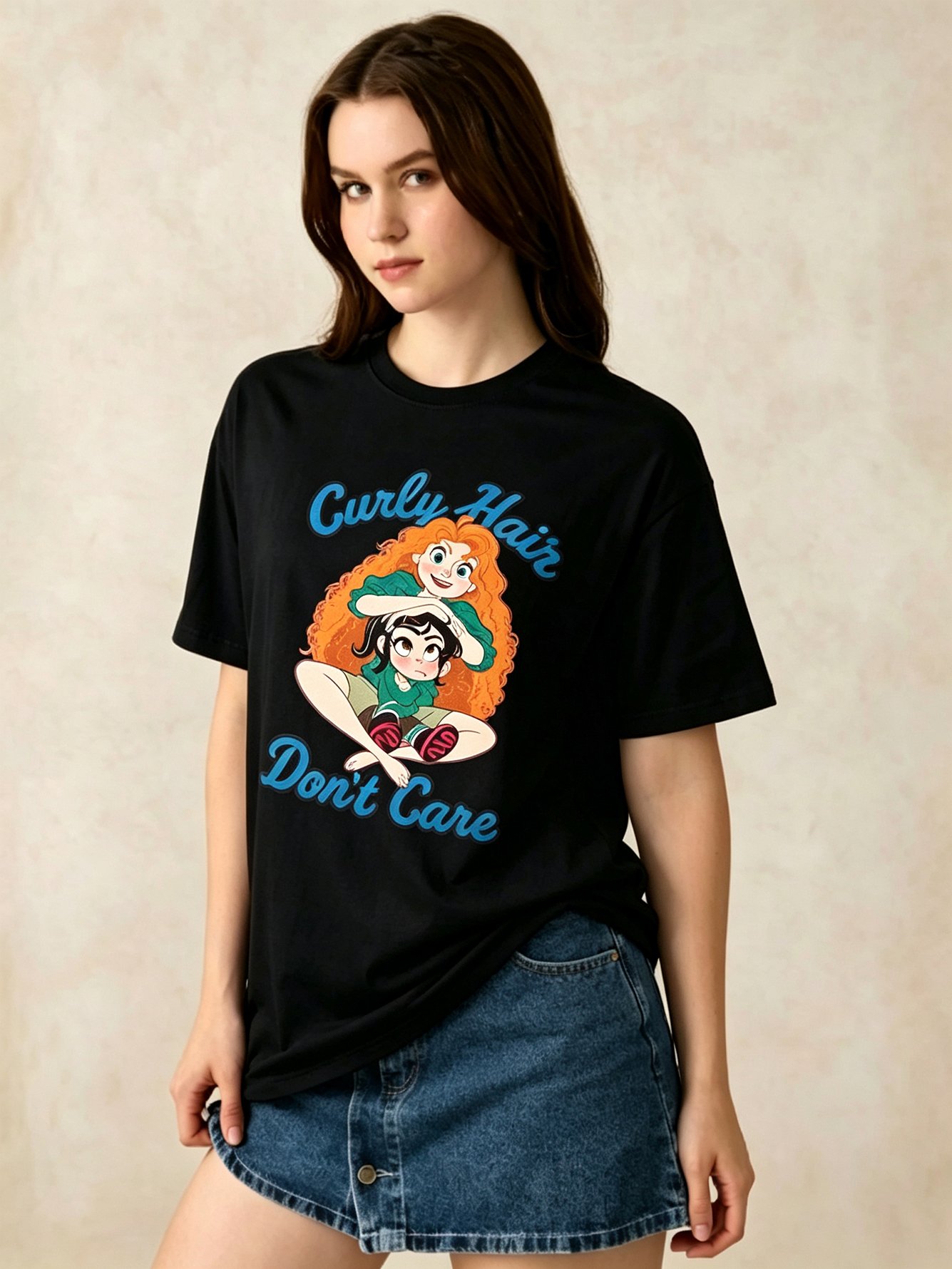 Black Printed Round Neck Regular T-Shirt