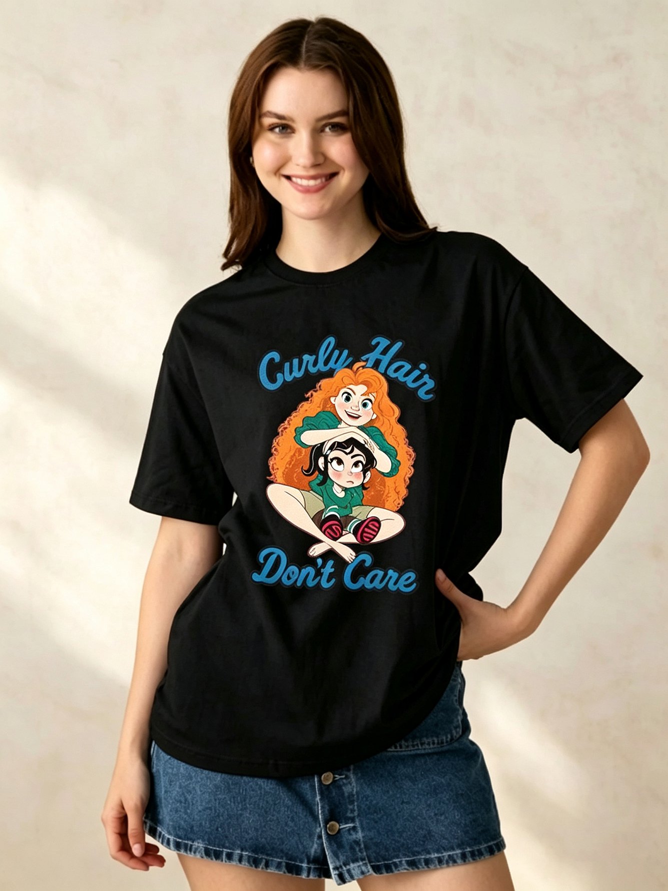 Black Printed Round Neck Regular T-Shirt