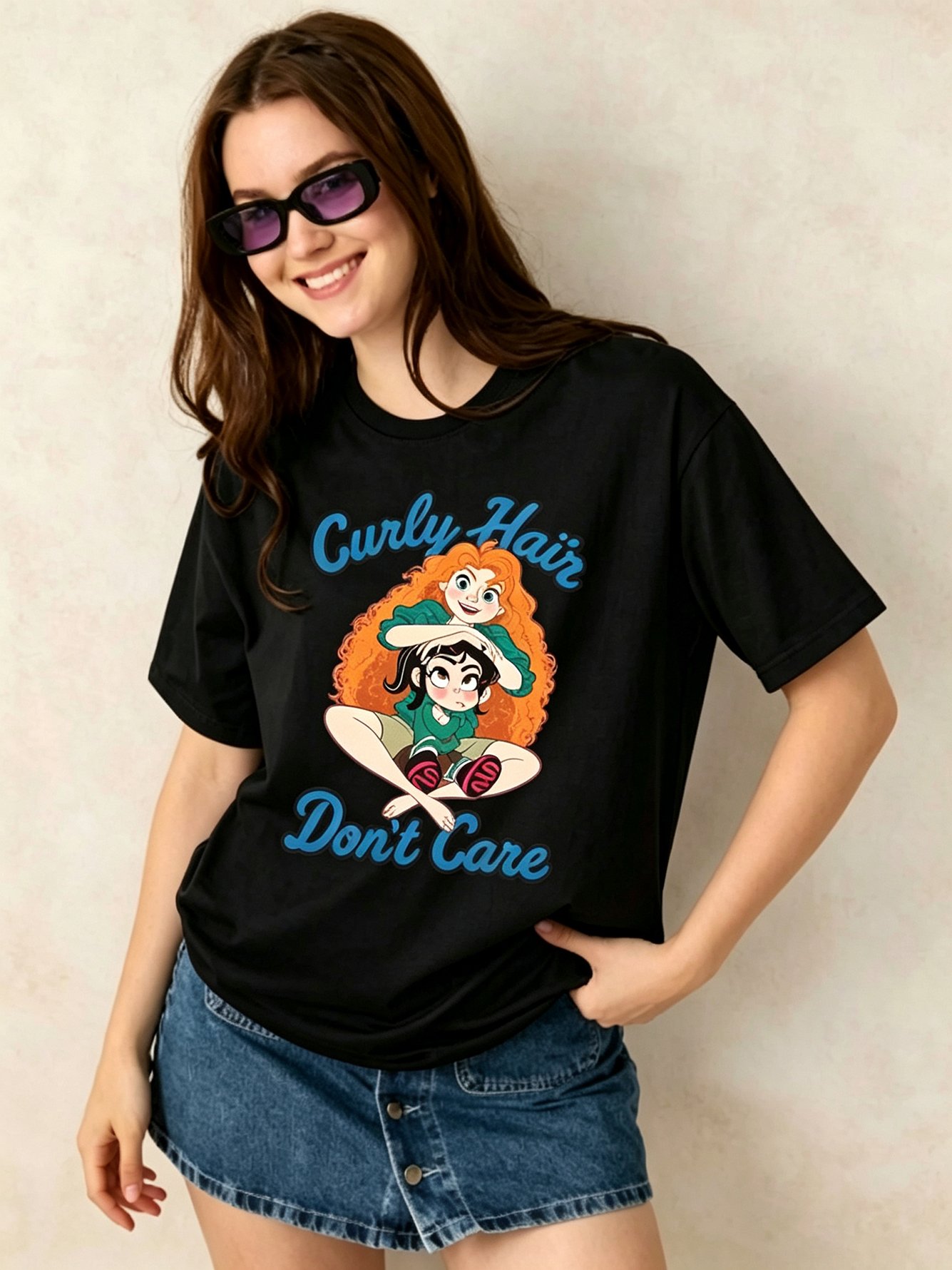 Black Printed Round Neck Regular T-Shirt