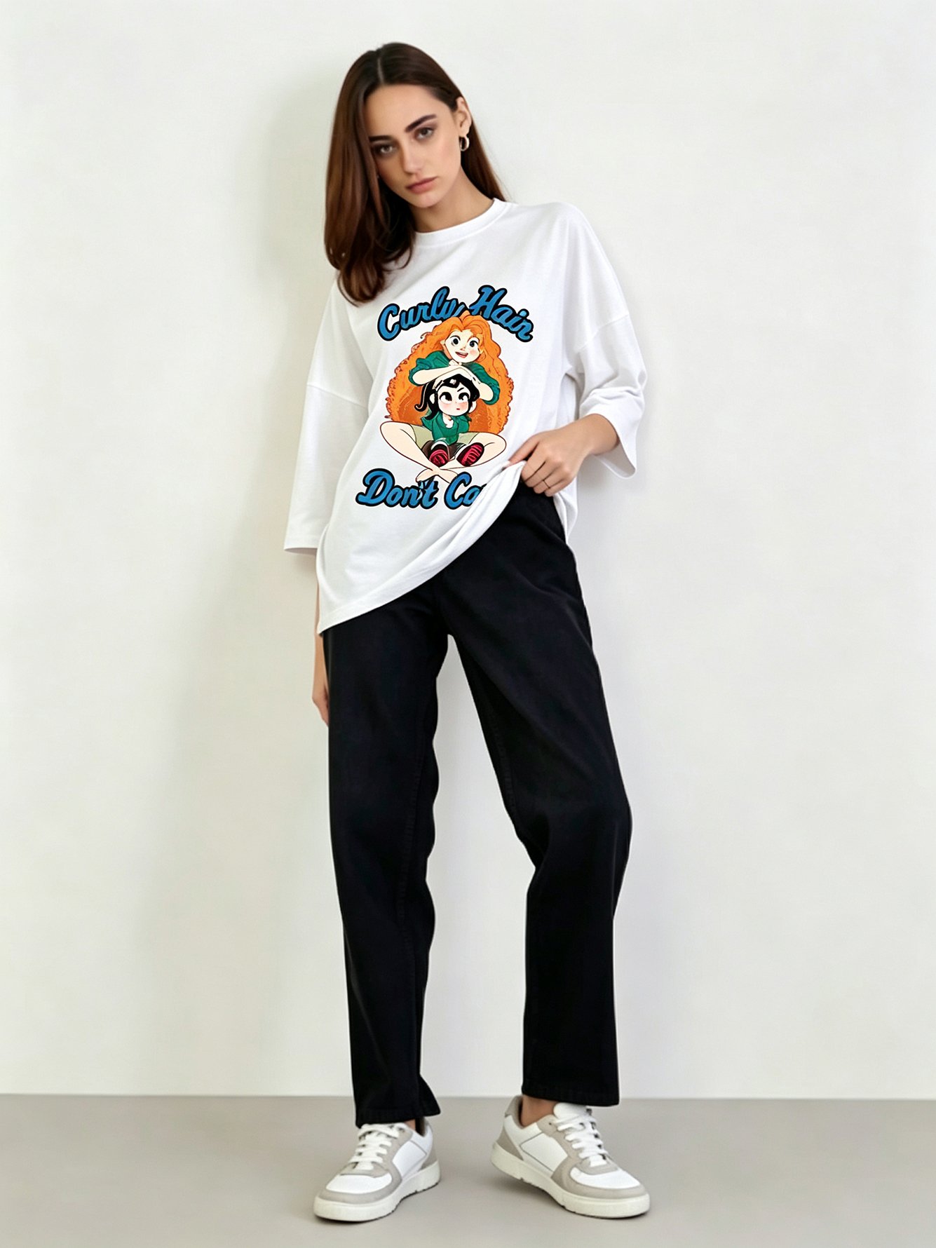 White Printed Round Neck Regular T-Shirt