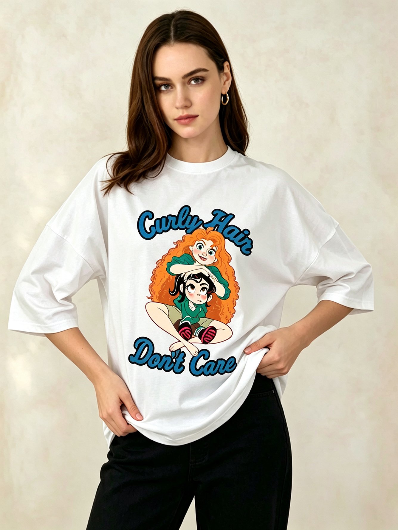 White Printed Round Neck Regular T-Shirt