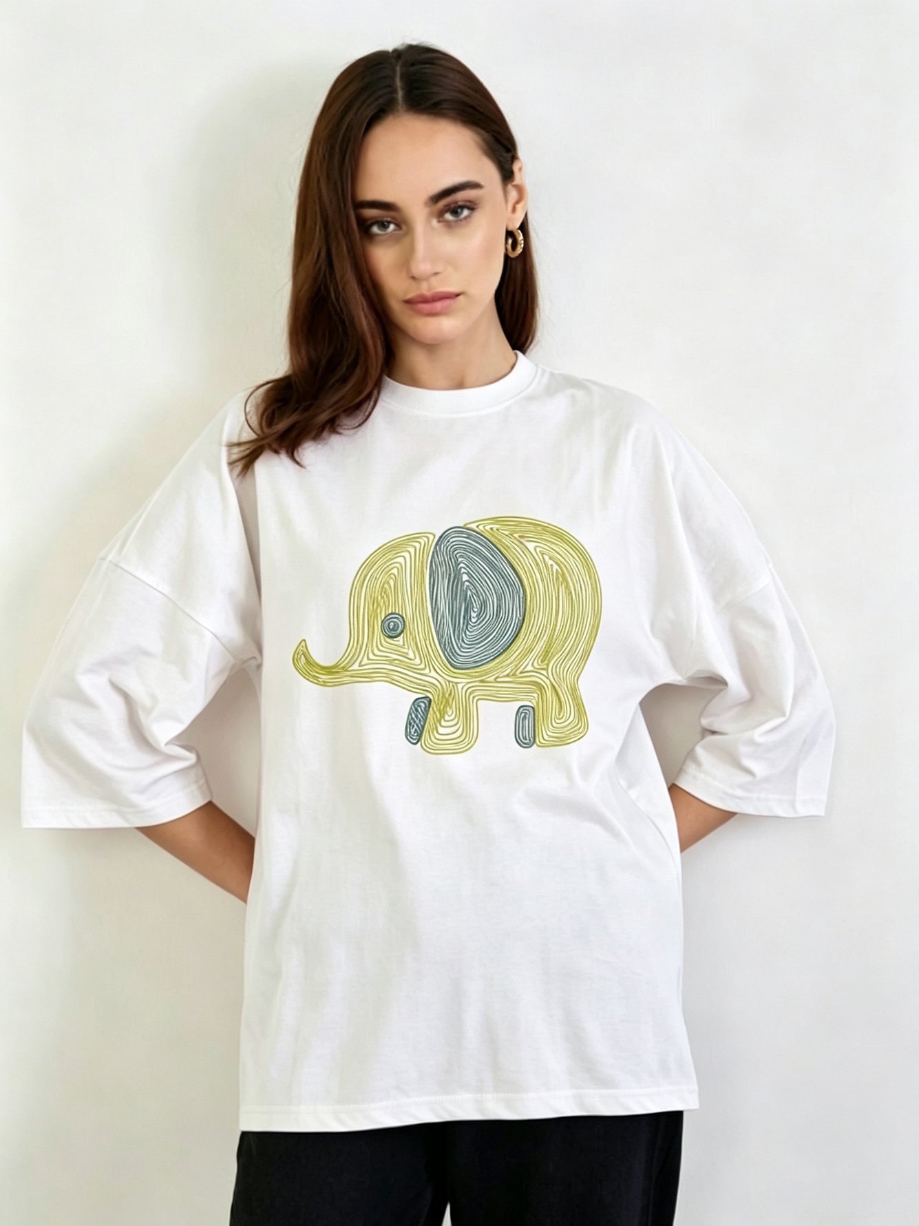 White Printed Round Neck Regular T-Shirt