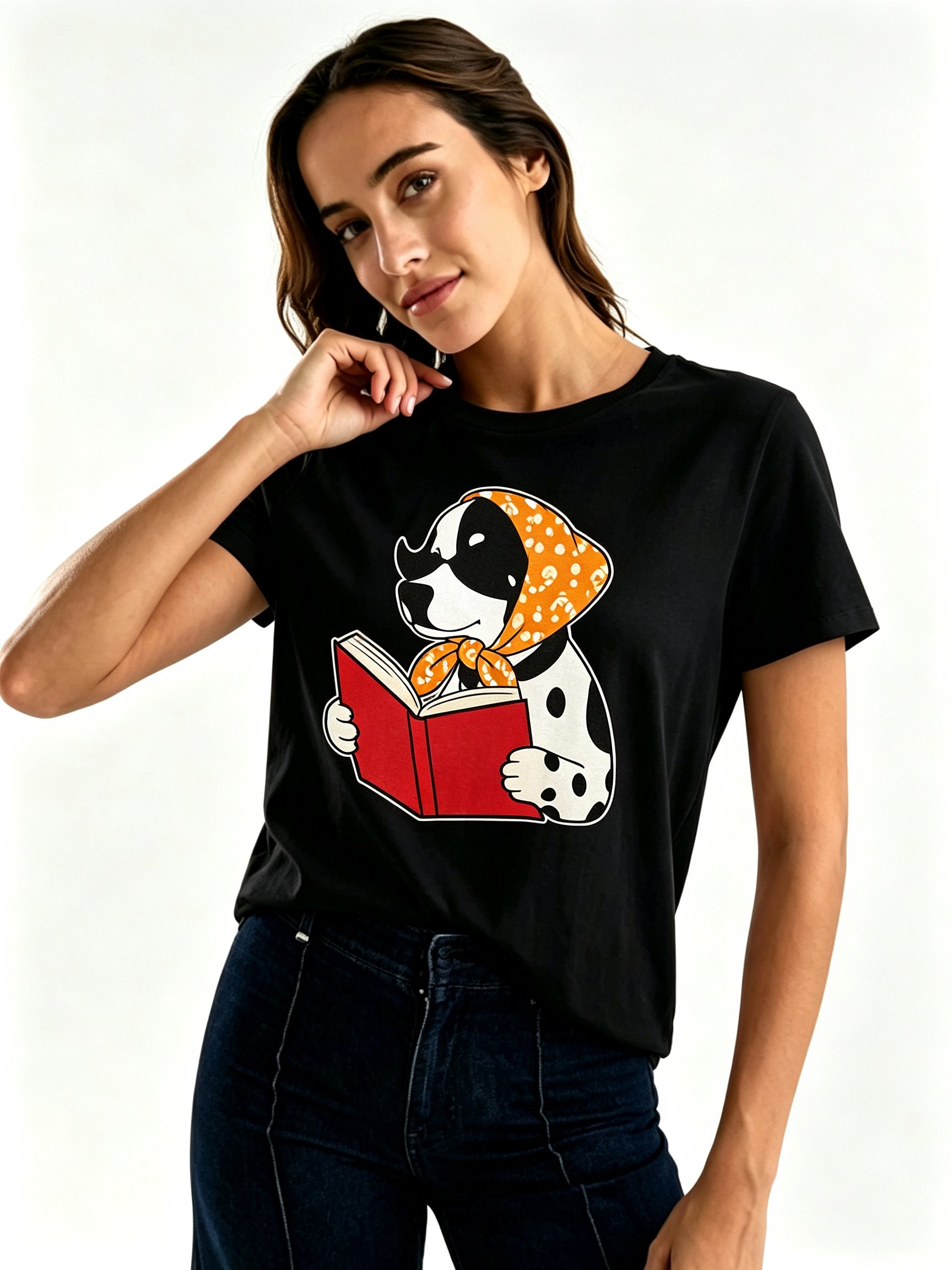 Black Printed Round Neck Regular T-Shirt
