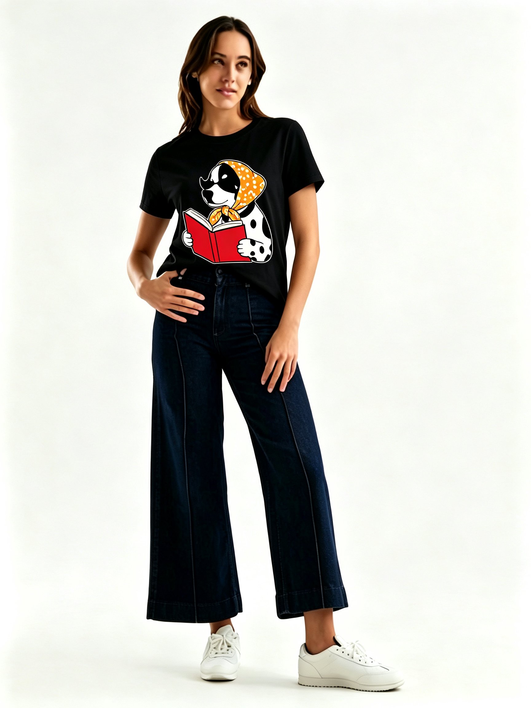 Black Printed Round Neck Regular T-Shirt
