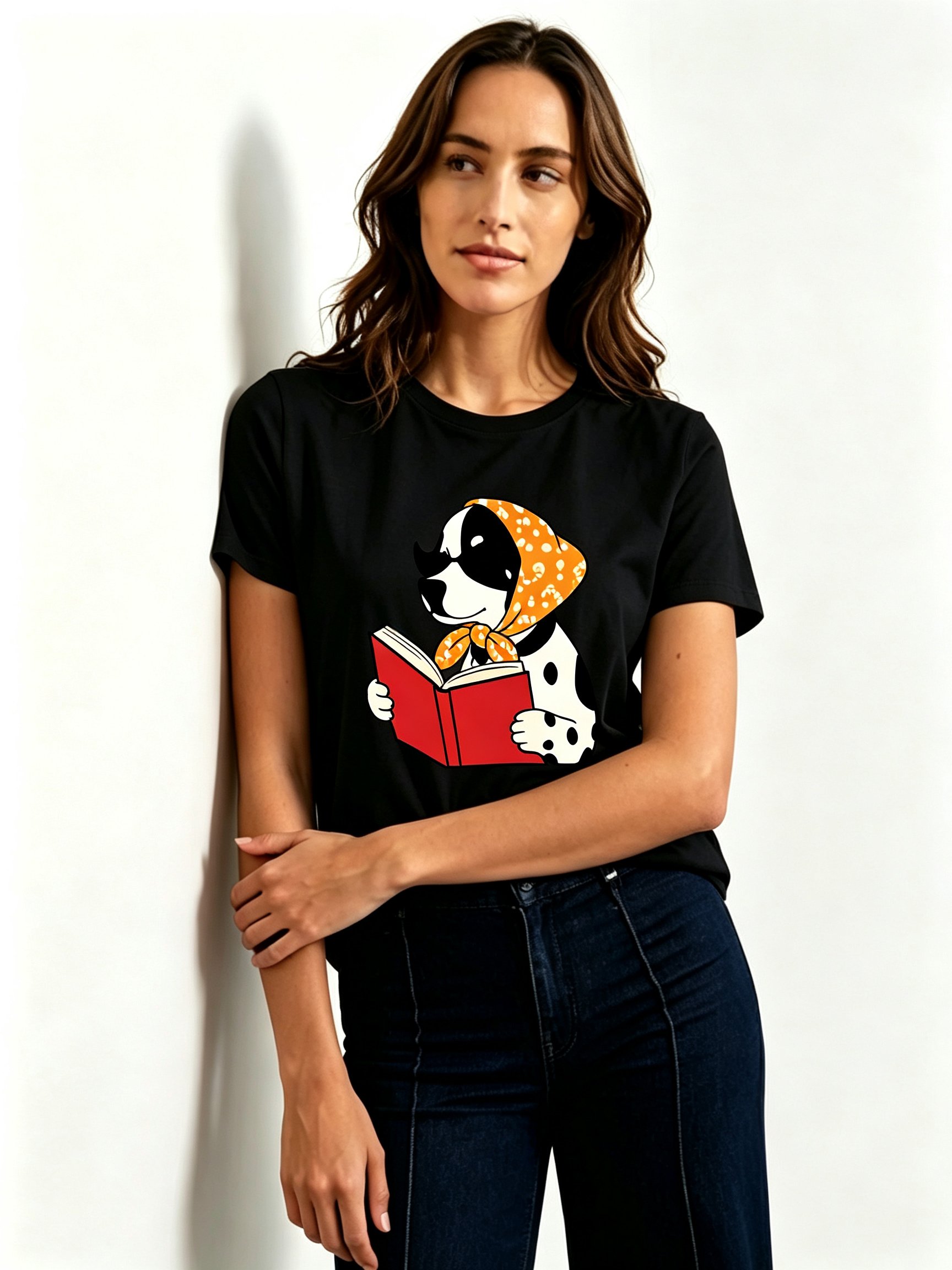 Black Printed Round Neck Regular T-Shirt