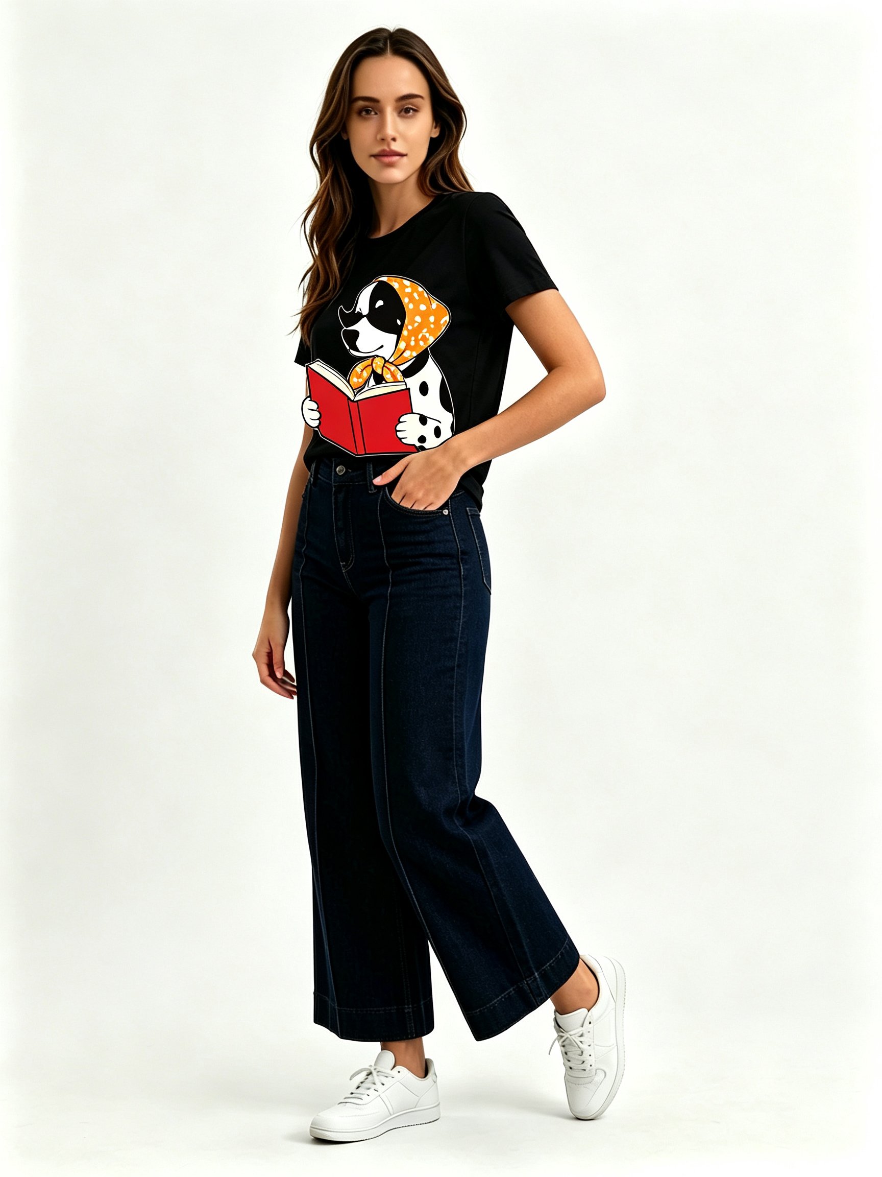 Black Printed Round Neck Regular T-Shirt