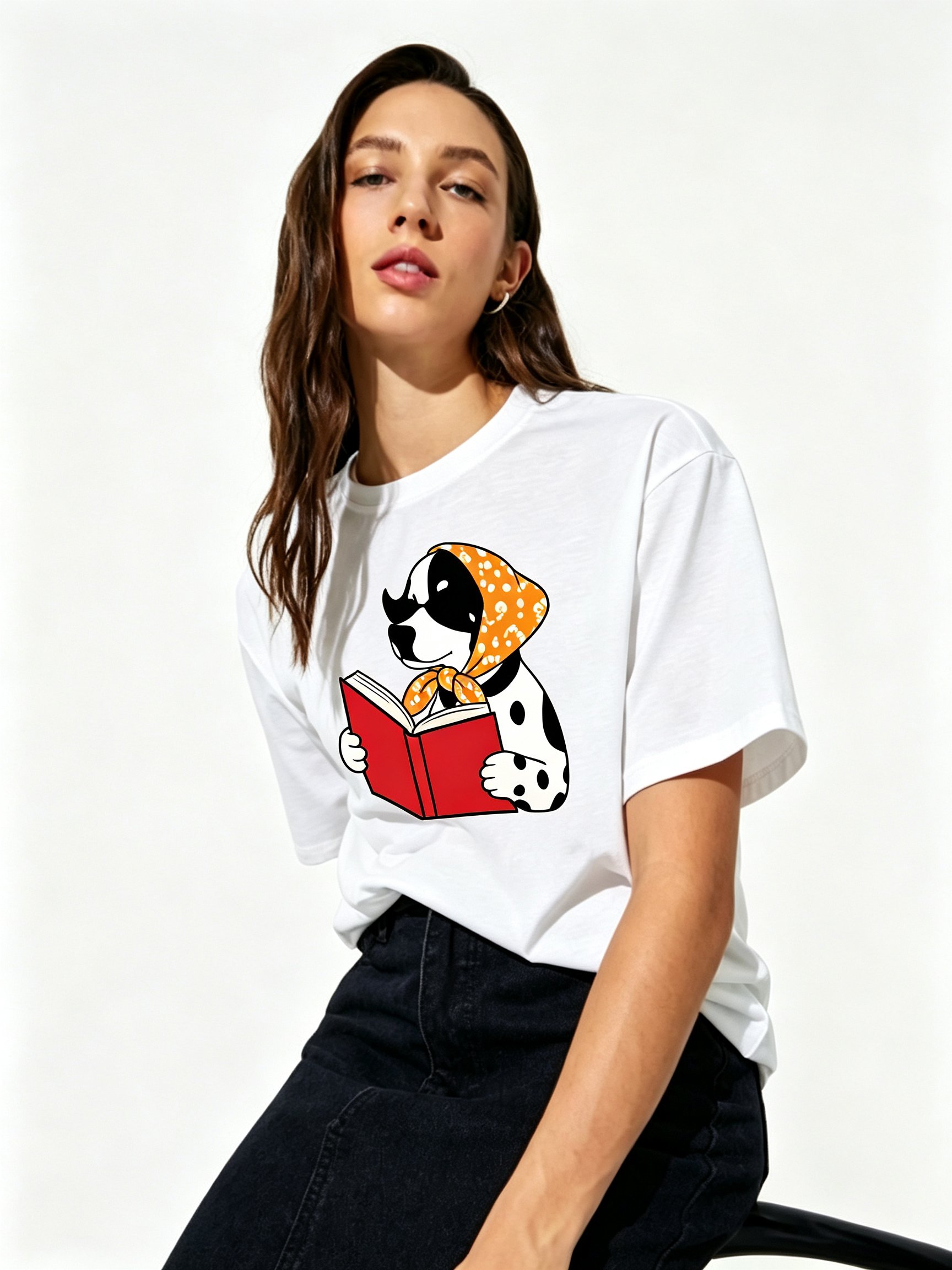 White Printed Round Neck Regular T-Shirt