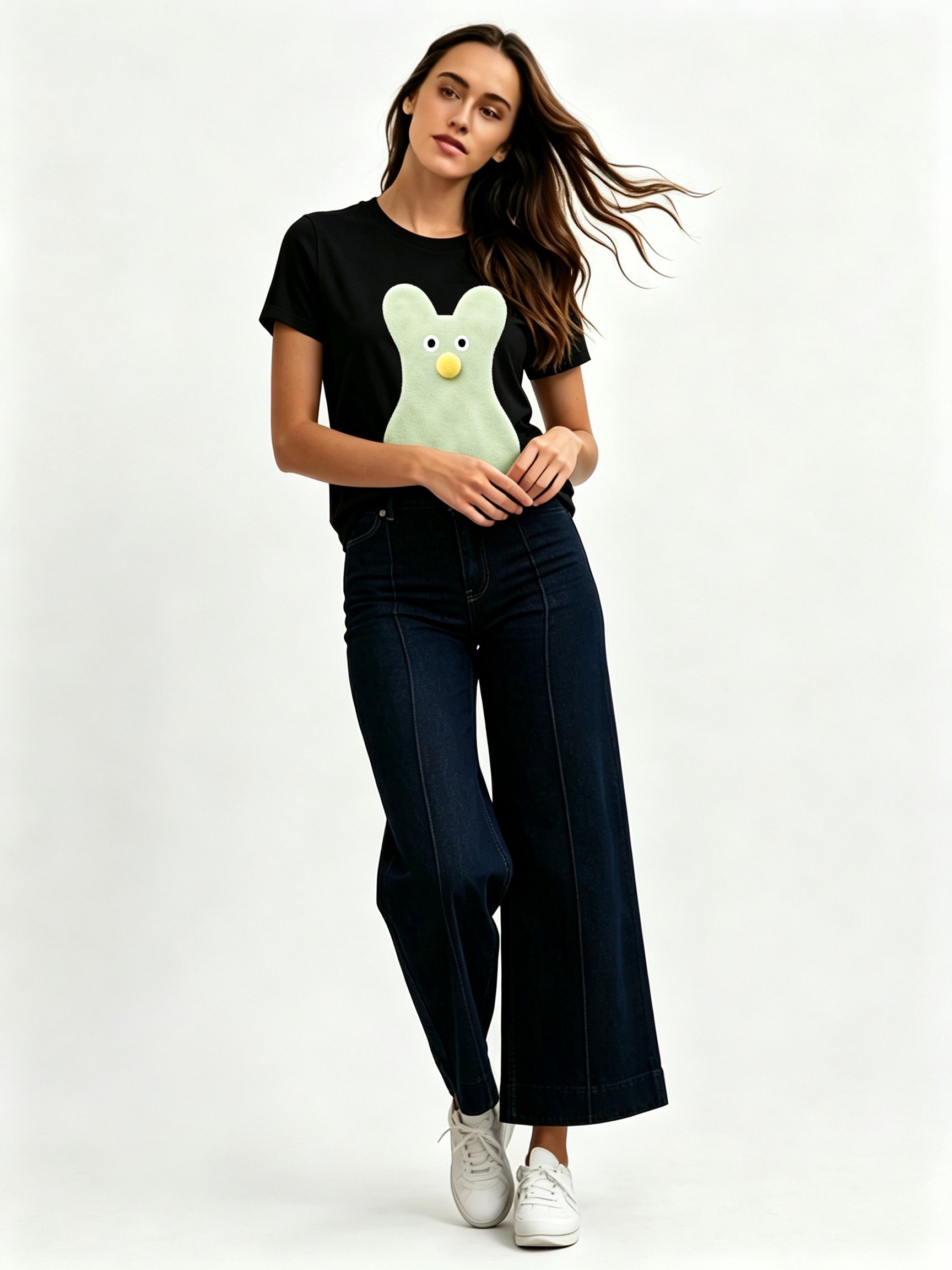 Black Printed Round Neck Regular T-Shirt
