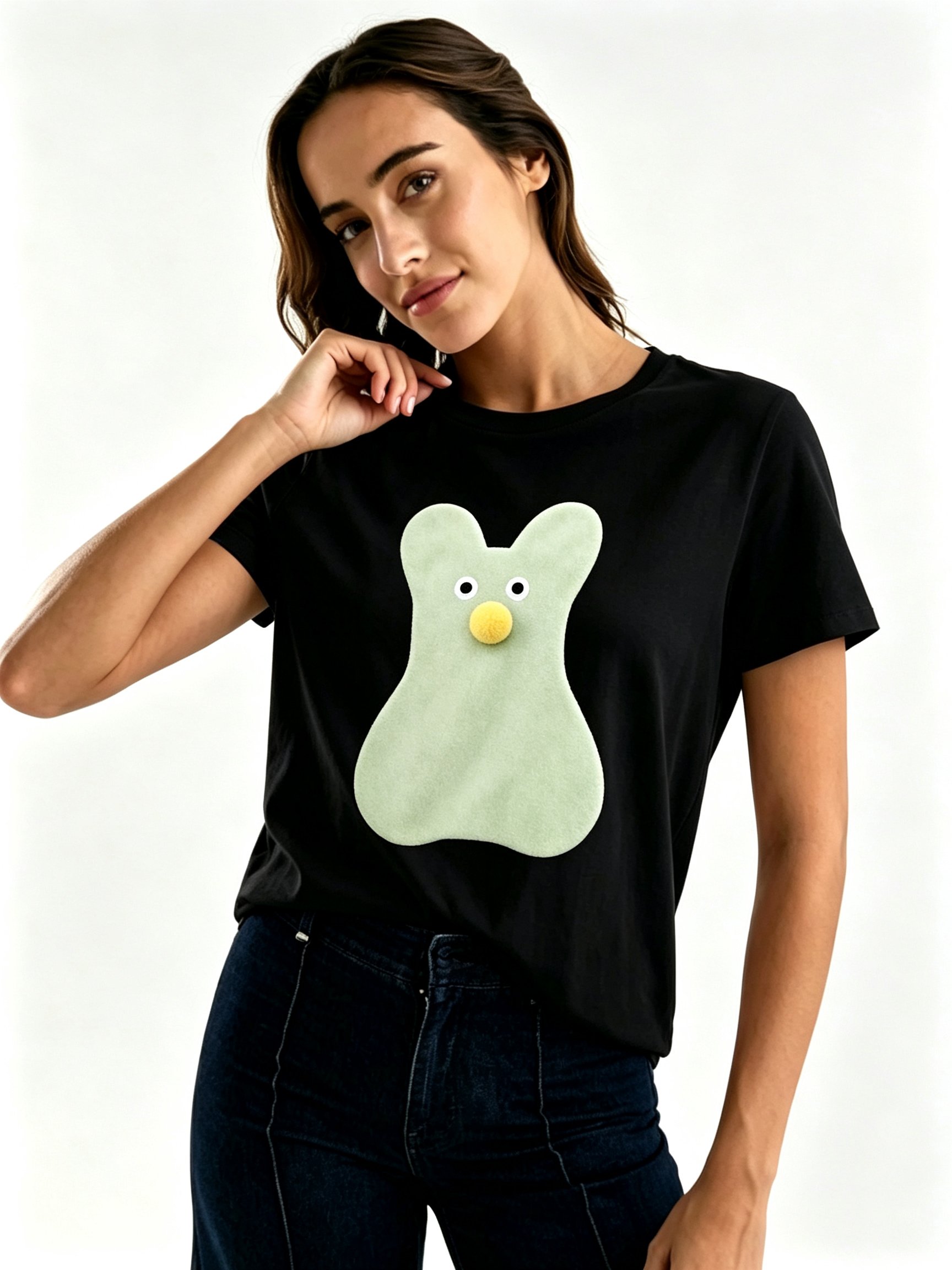 Black Printed Round Neck Regular T-Shirt