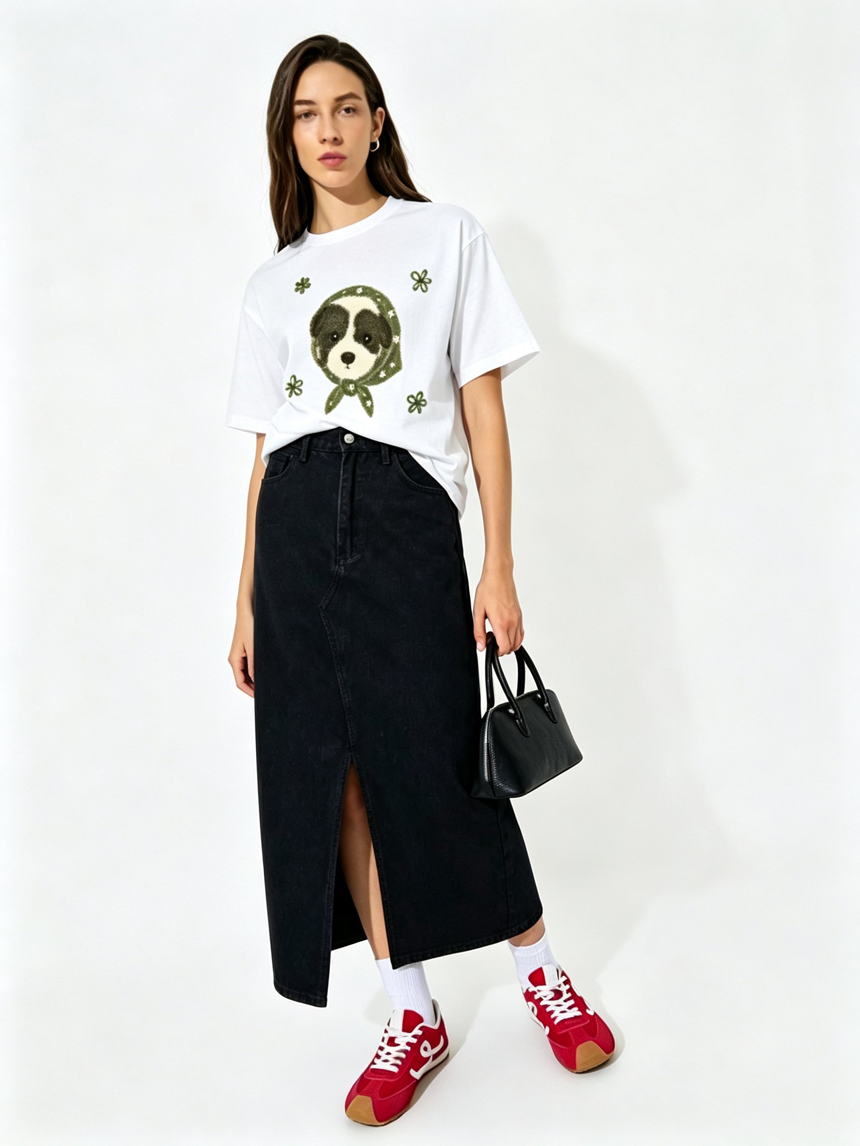 White Printed Round Neck Regular T-Shirt