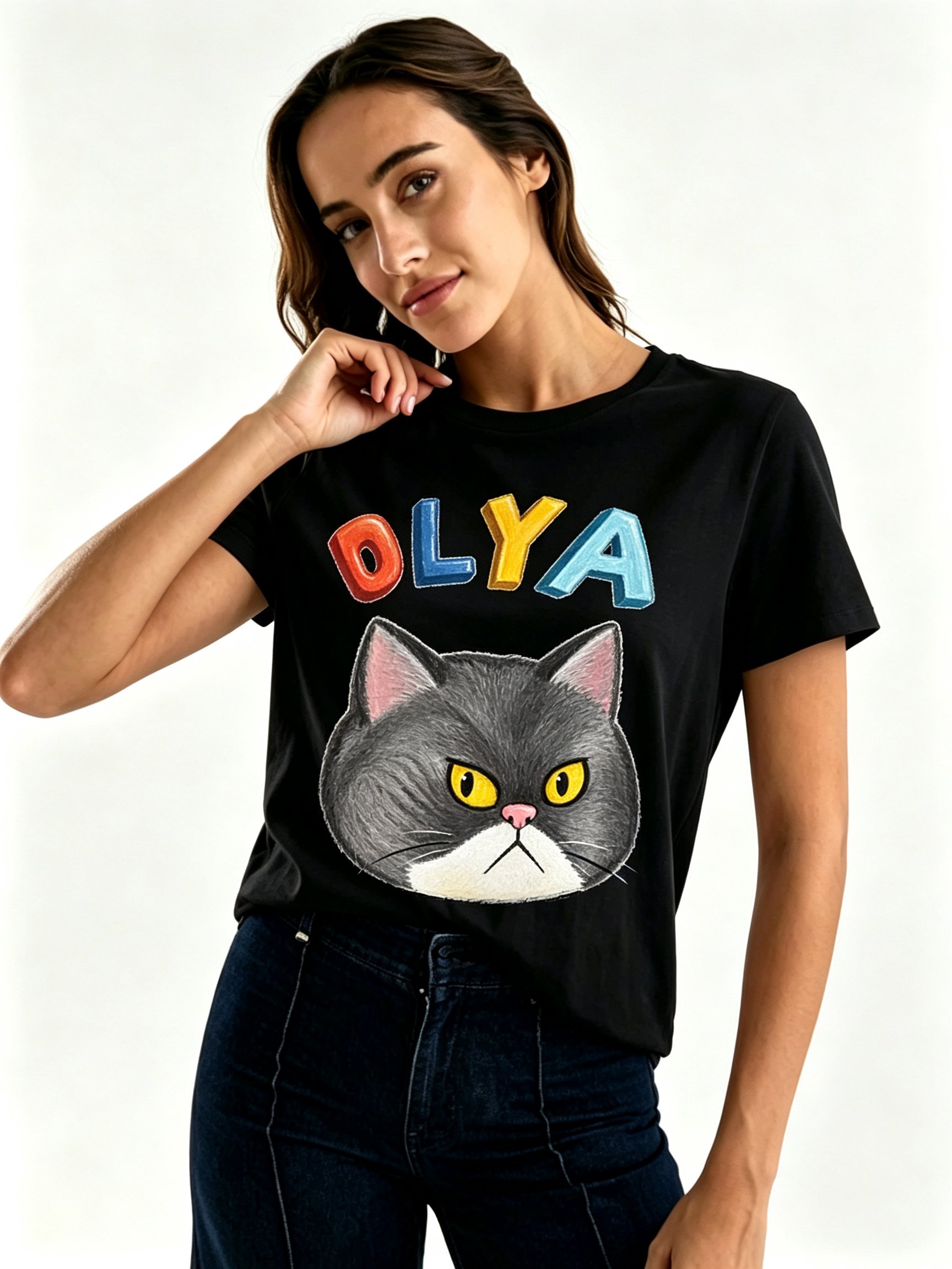 Black Printed Round Neck Regular T-Shirt