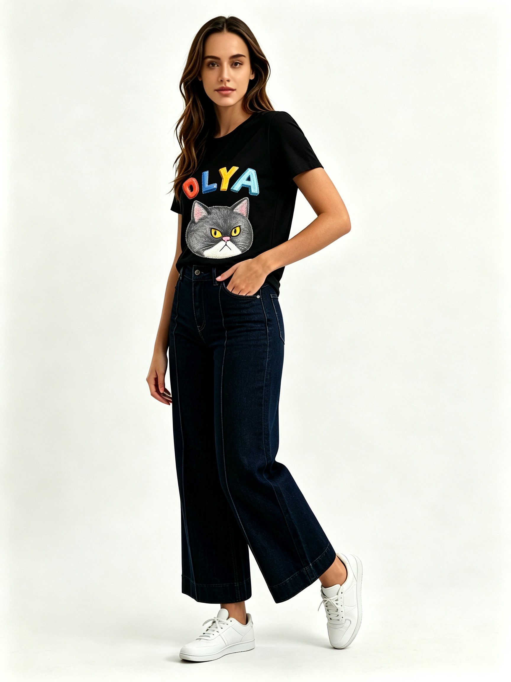Black Printed Round Neck Regular T-Shirt